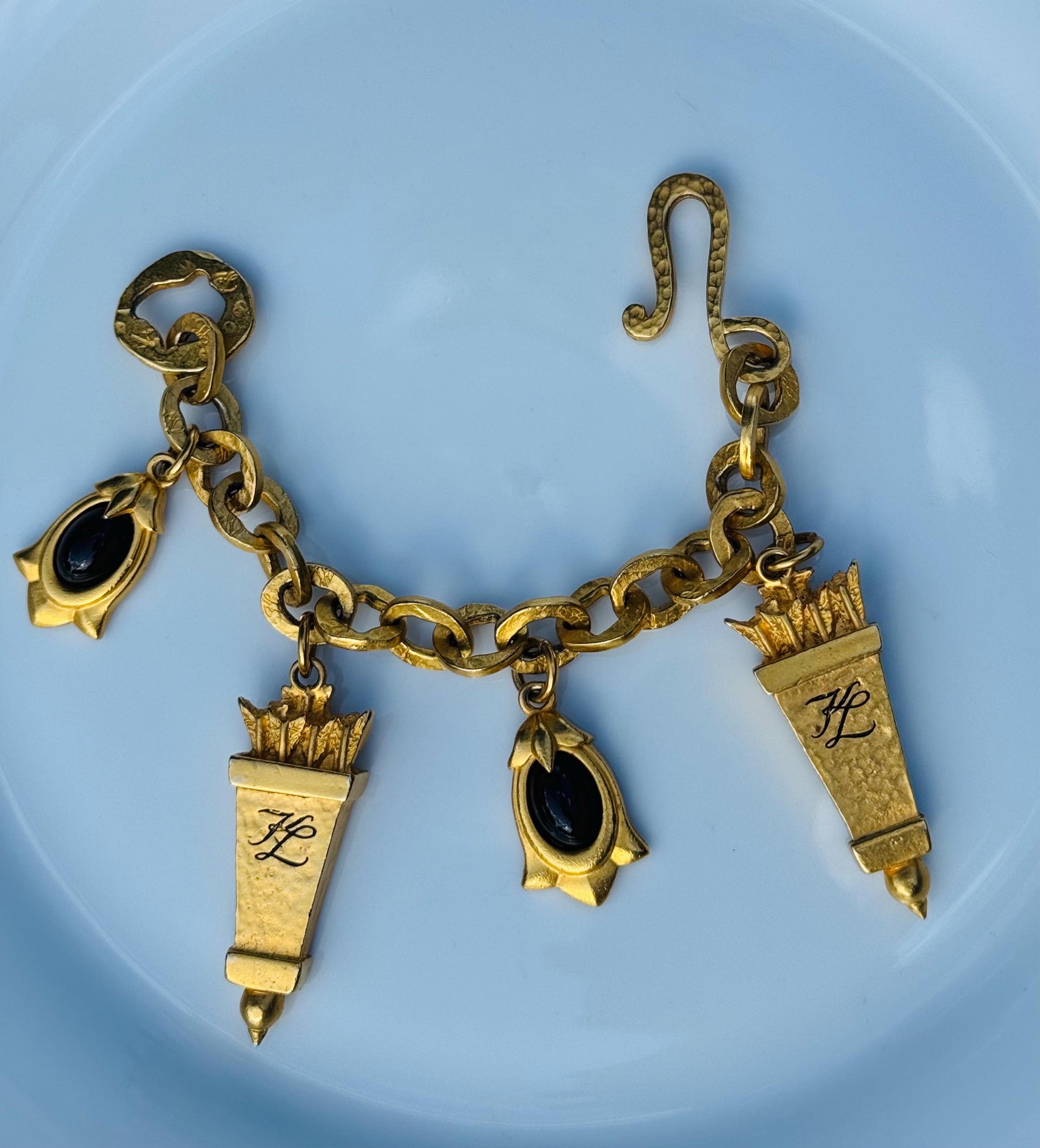 90s Karl Lagerfeld Gold Charm Bracelet