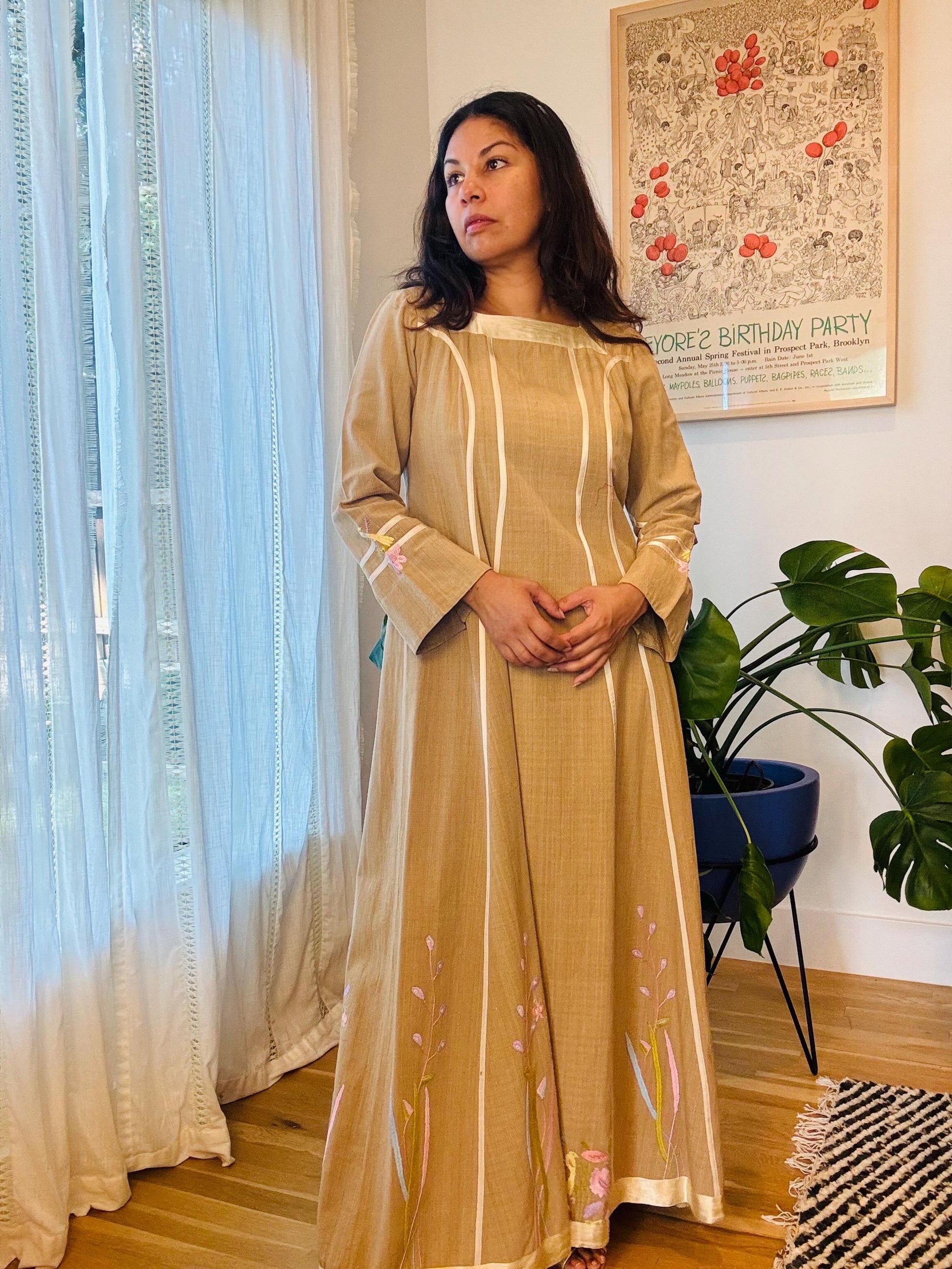 60s/70s JOSEFA Cotton Bell Shaped Caftan Dress