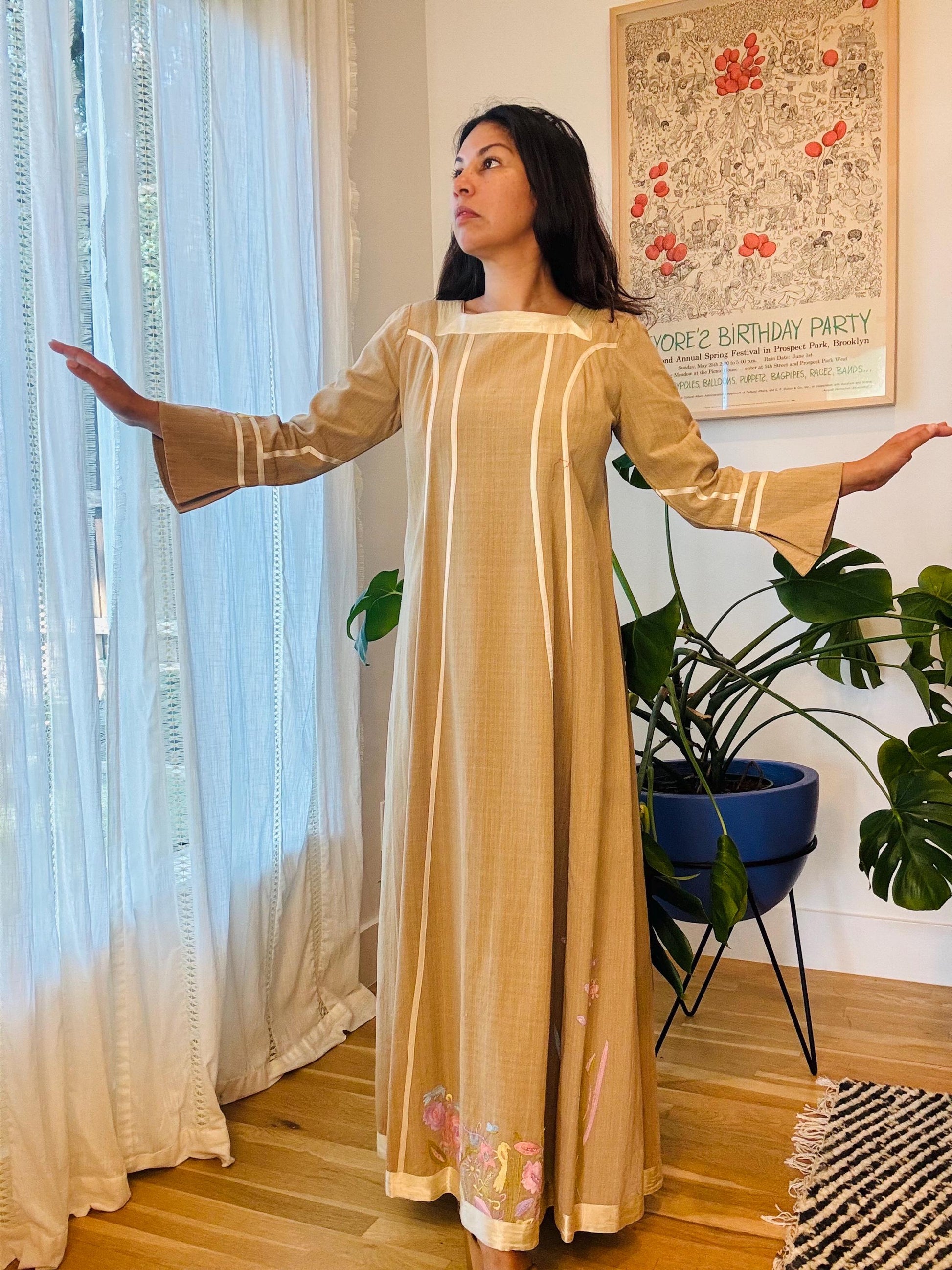 60s/70s JOSEFA Cotton Bell Shaped Caftan Dress
