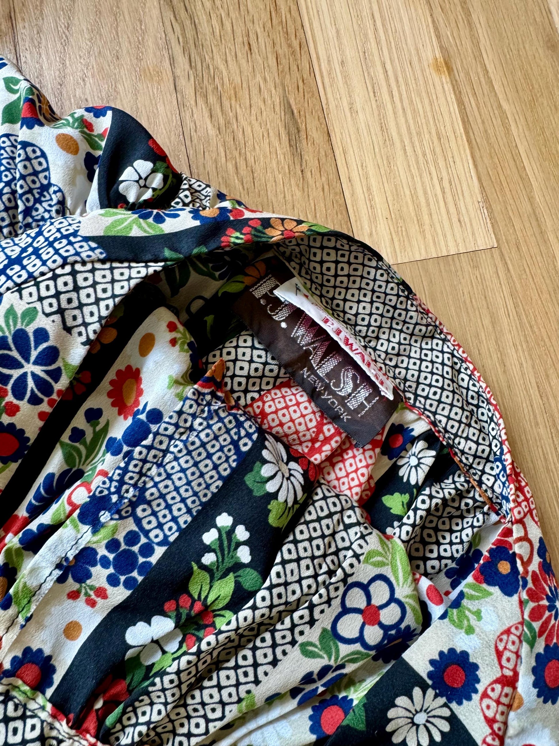 70s Silk PJ Walsh Floral Print Halter Dress