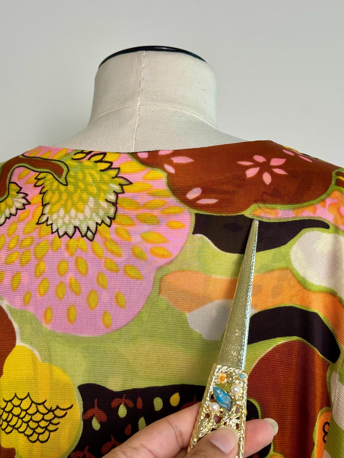 60s Rare Psychedelic Print Cocoon Caftan