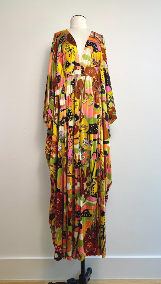 60s Rare Psychedelic Print Cocoon Caftan
