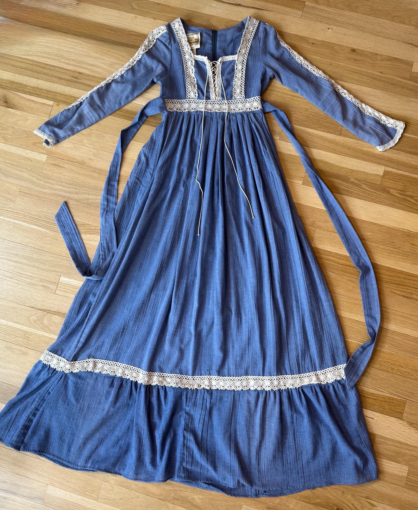 Gunne Sax Blue Prairie Maxi Dress