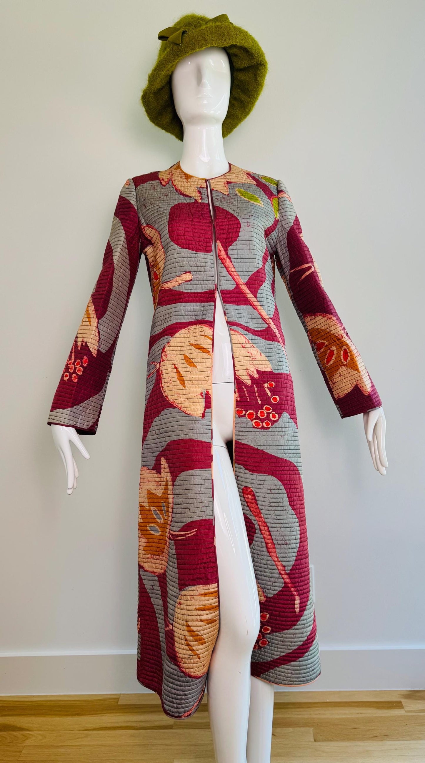 Vintage Mary MCFADDEN Couture Silk Printed Duster Jacket