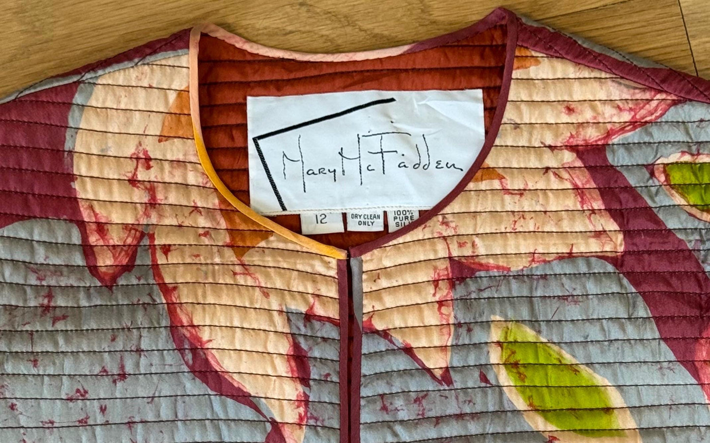 Vintage Mary MCFADDEN Couture Silk Printed Duster Jacket