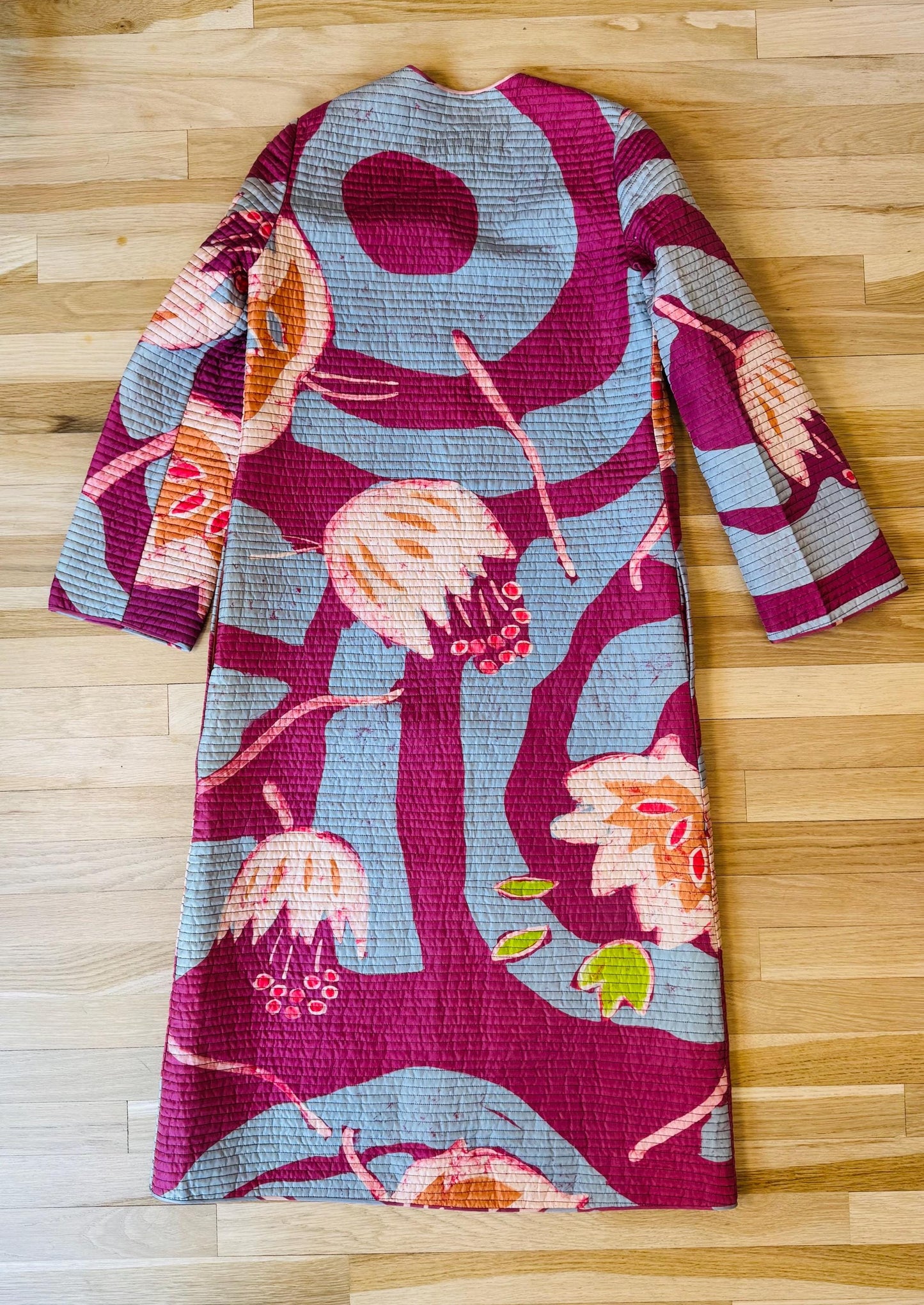 Vintage Mary MCFADDEN Couture Silk Printed Duster Jacket