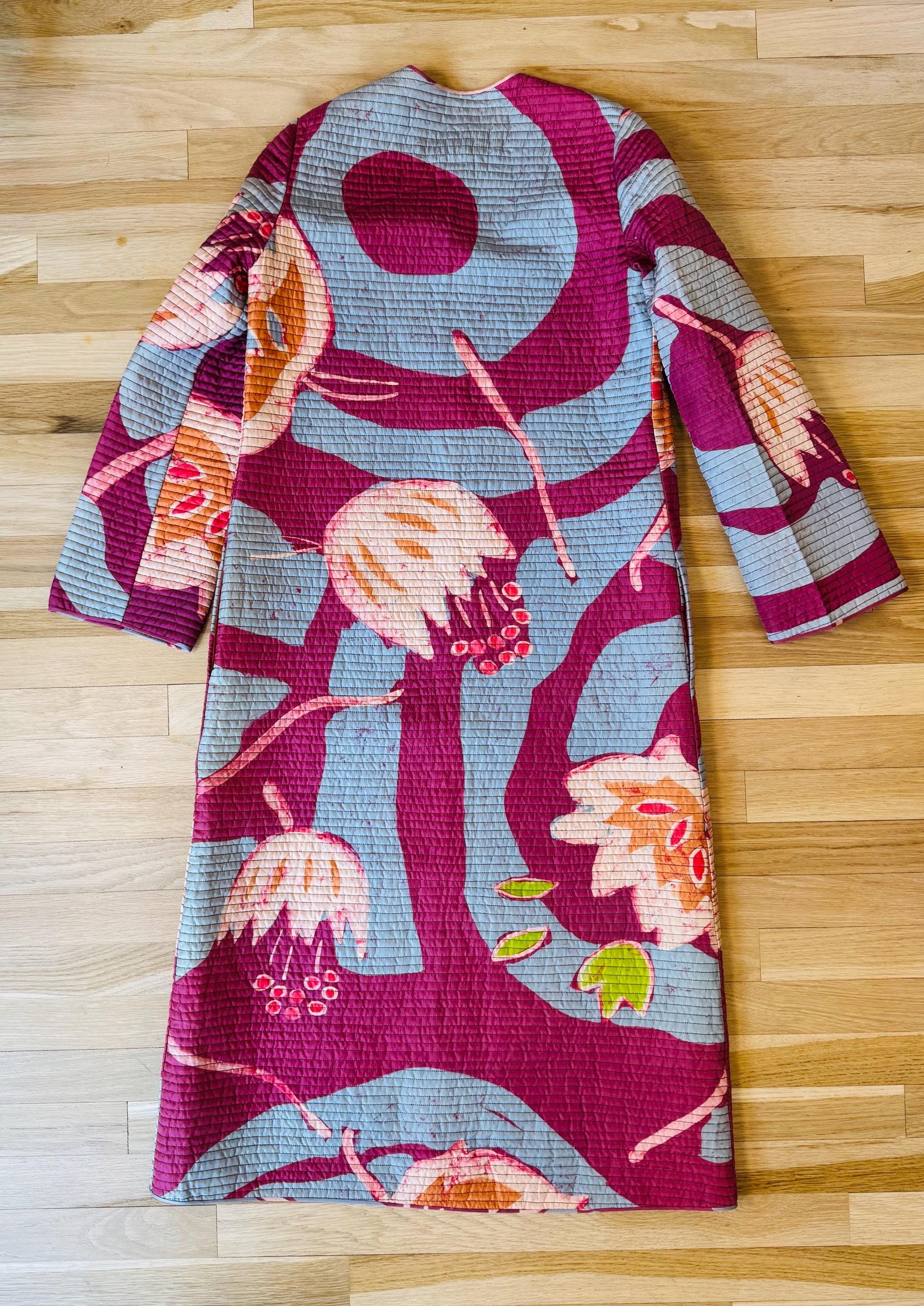 Vintage Mary MCFADDEN Couture Silk Printed Duster Jacket