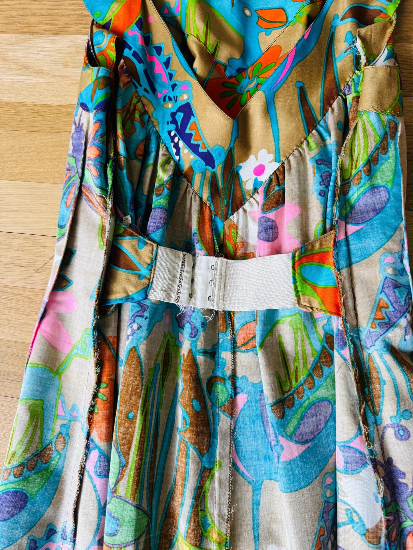 OOAK Hawaiian Tikki Printed Cotton Capelet Dress