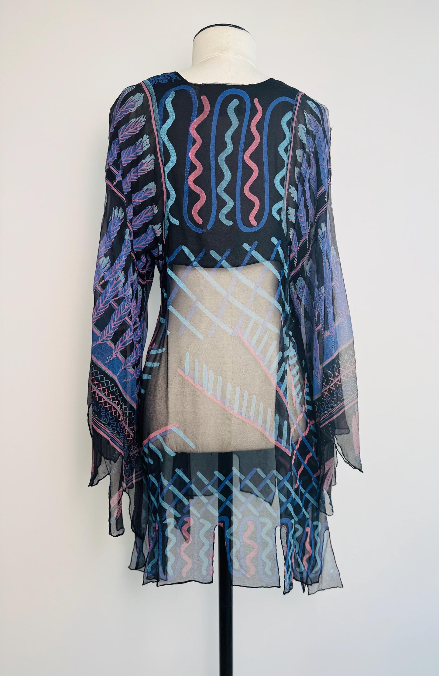 Zandra Rhodes Archival 1970s Silk Feather Tunic