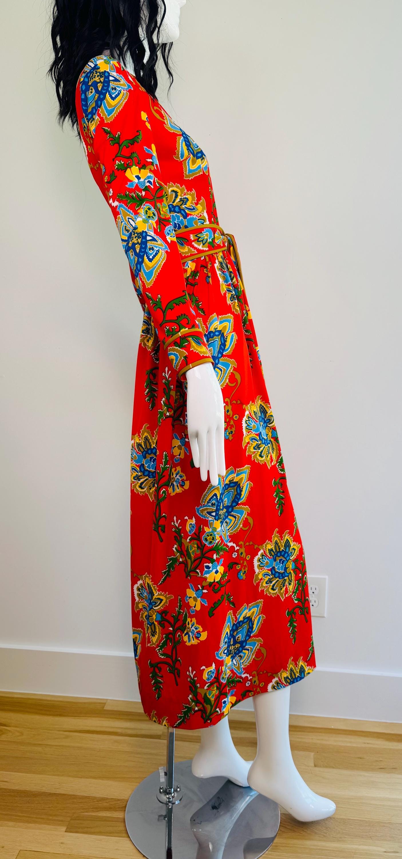70s Anne Fogarty Printed Jersey Maxi Dress