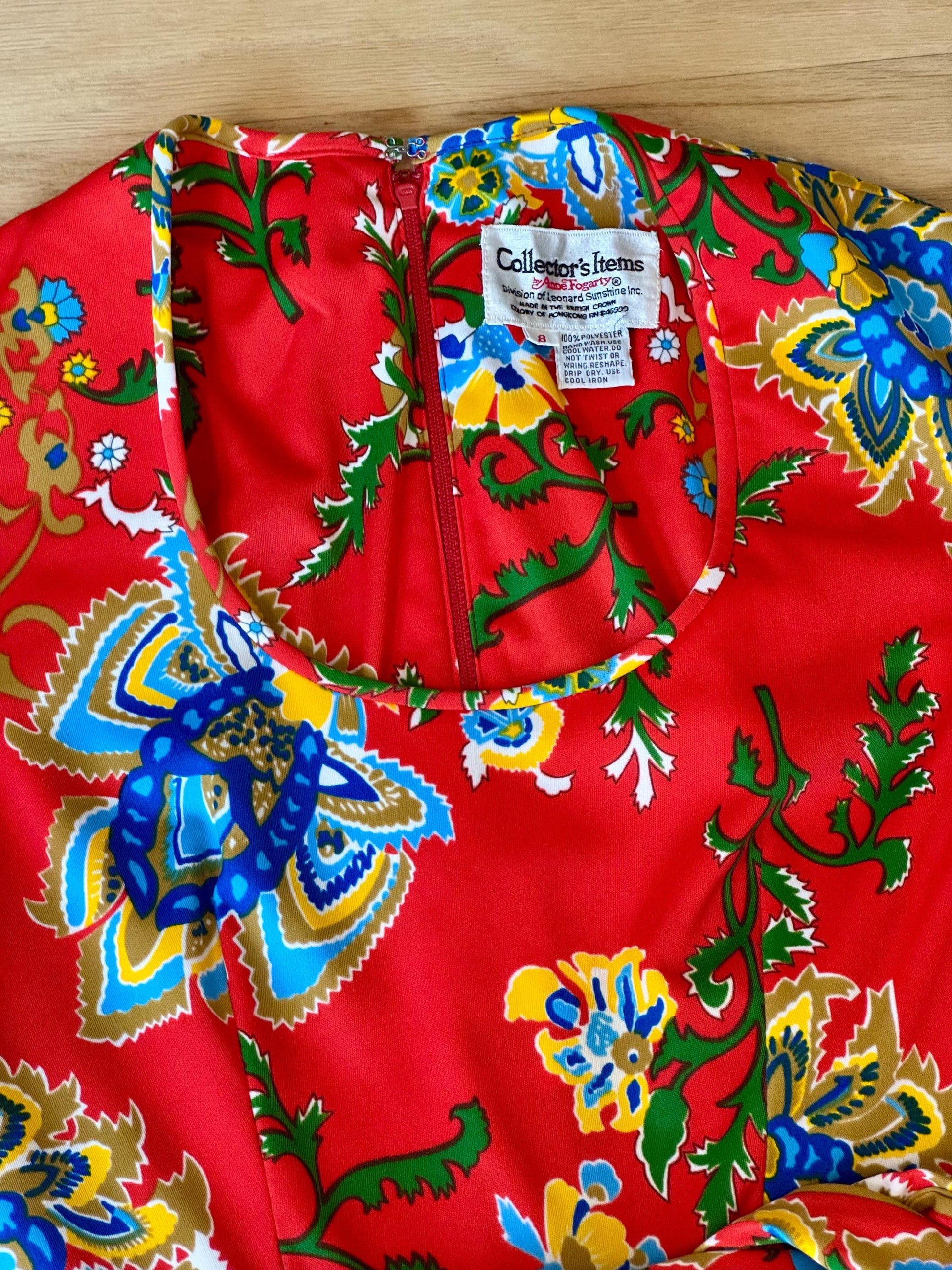 70s Anne Fogarty Printed Jersey Maxi Dress