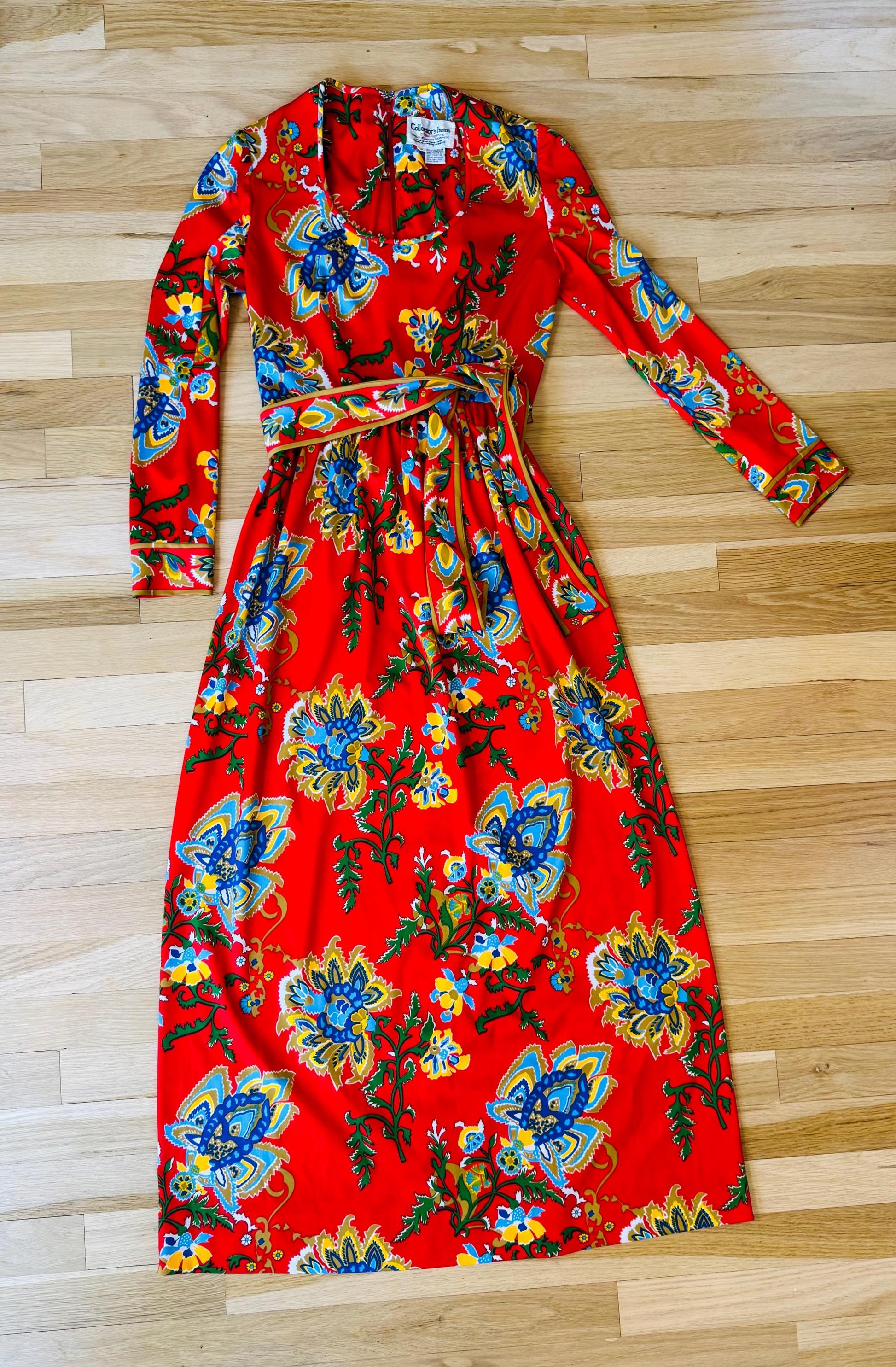 70s Anne Fogarty Printed Jersey Maxi Dress