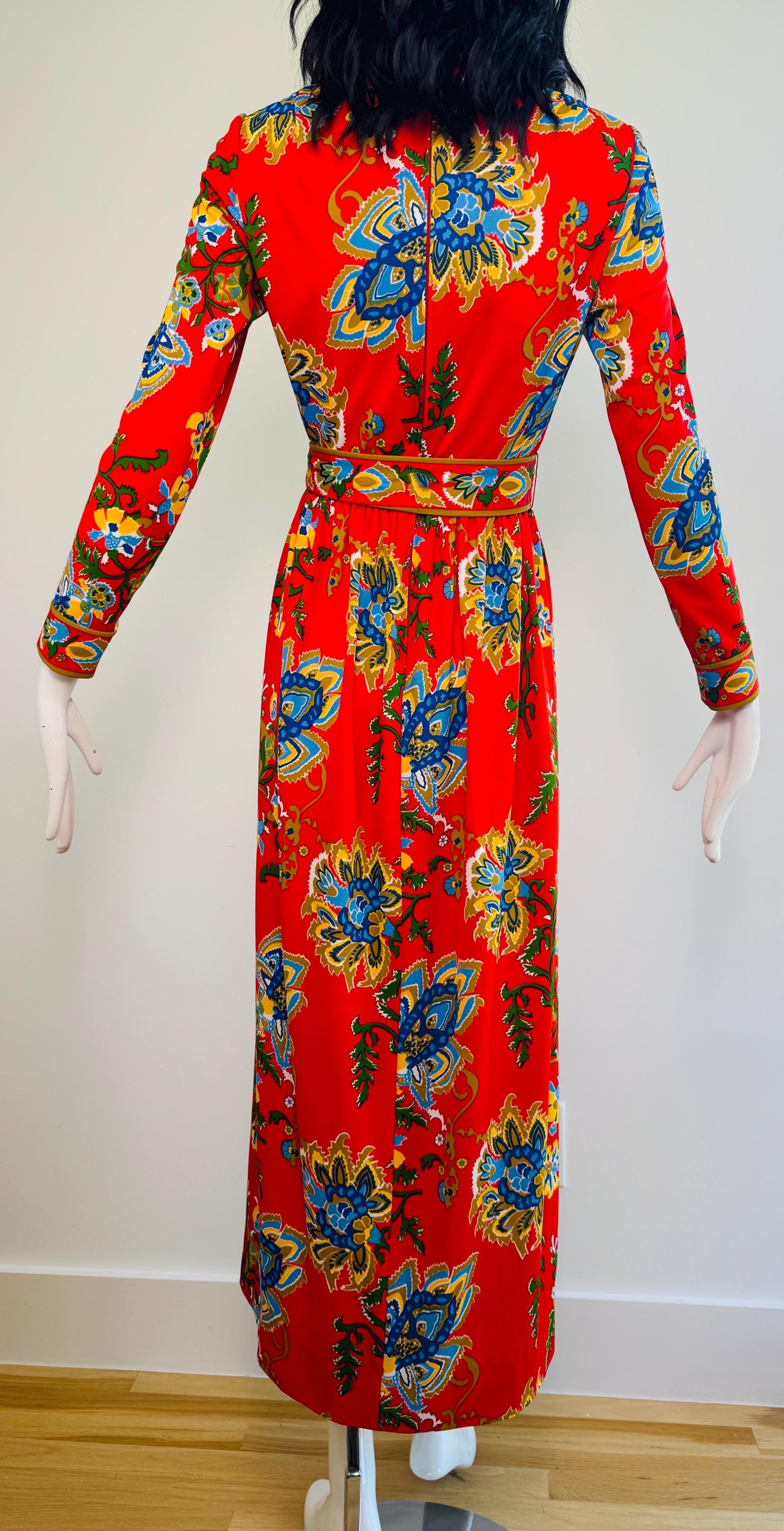 70s Anne Fogarty Printed Jersey Maxi Dress