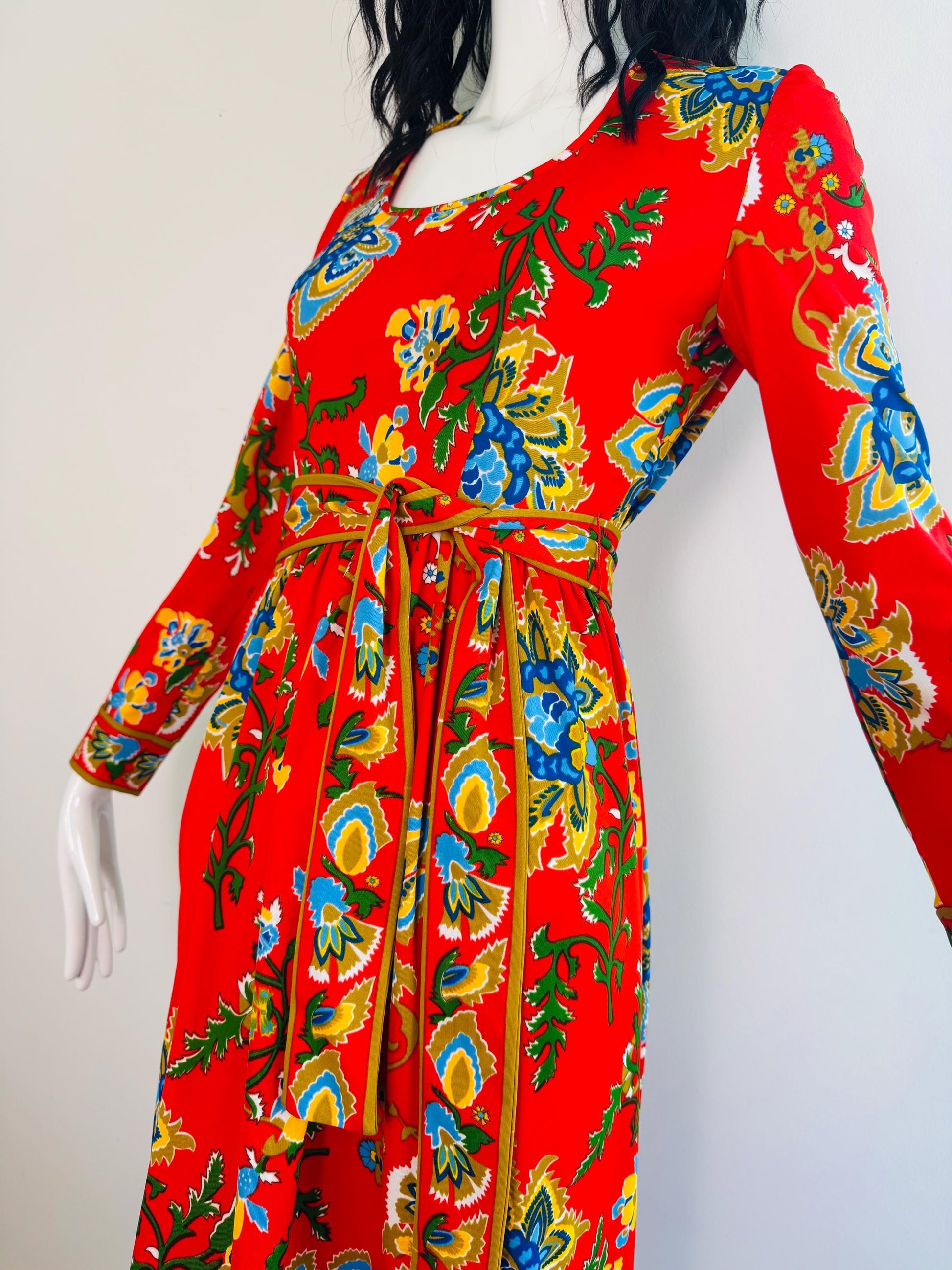 70s Anne Fogarty Printed Jersey Maxi Dress