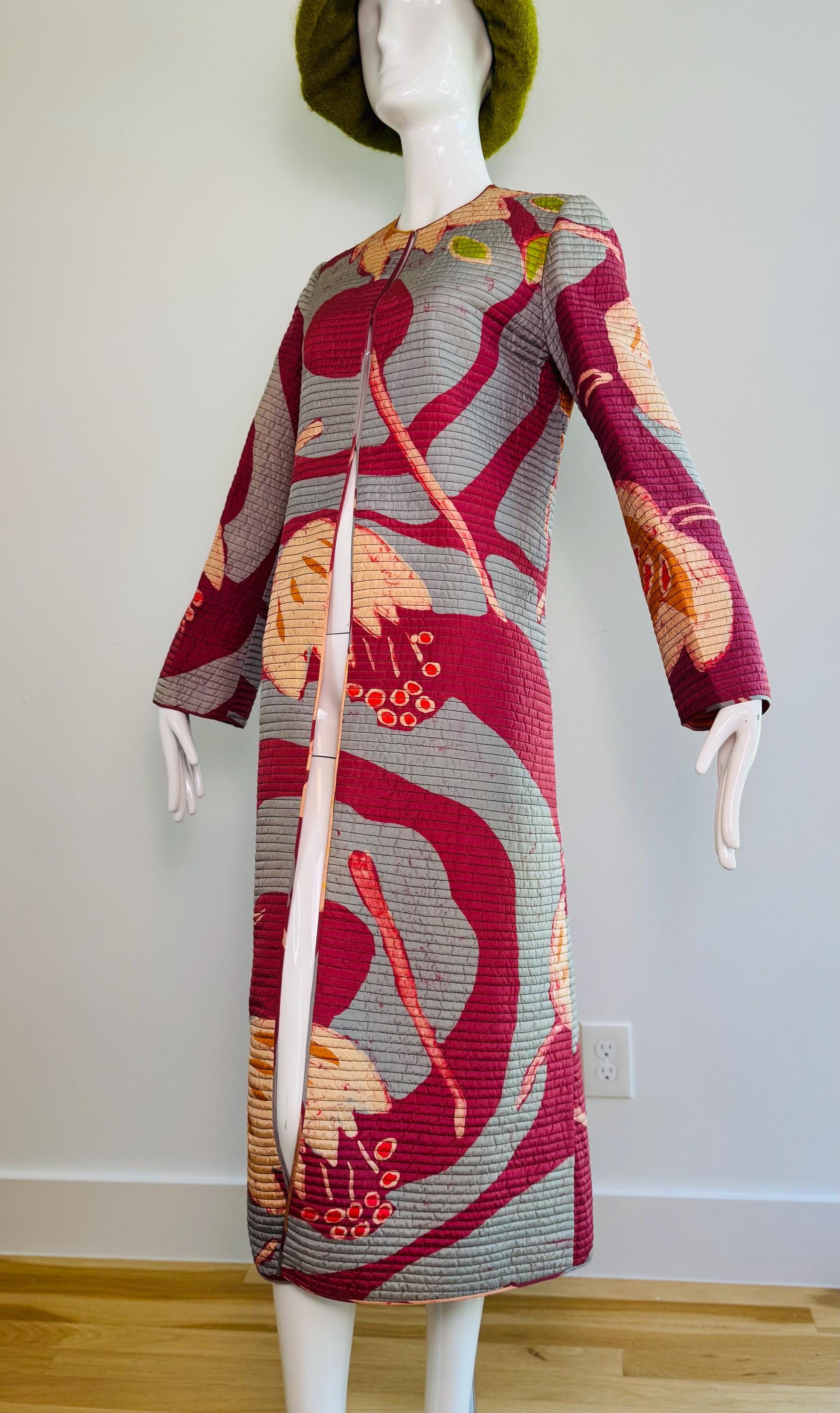 Vintage Mary MCFADDEN Couture Silk Printed Duster Jacket