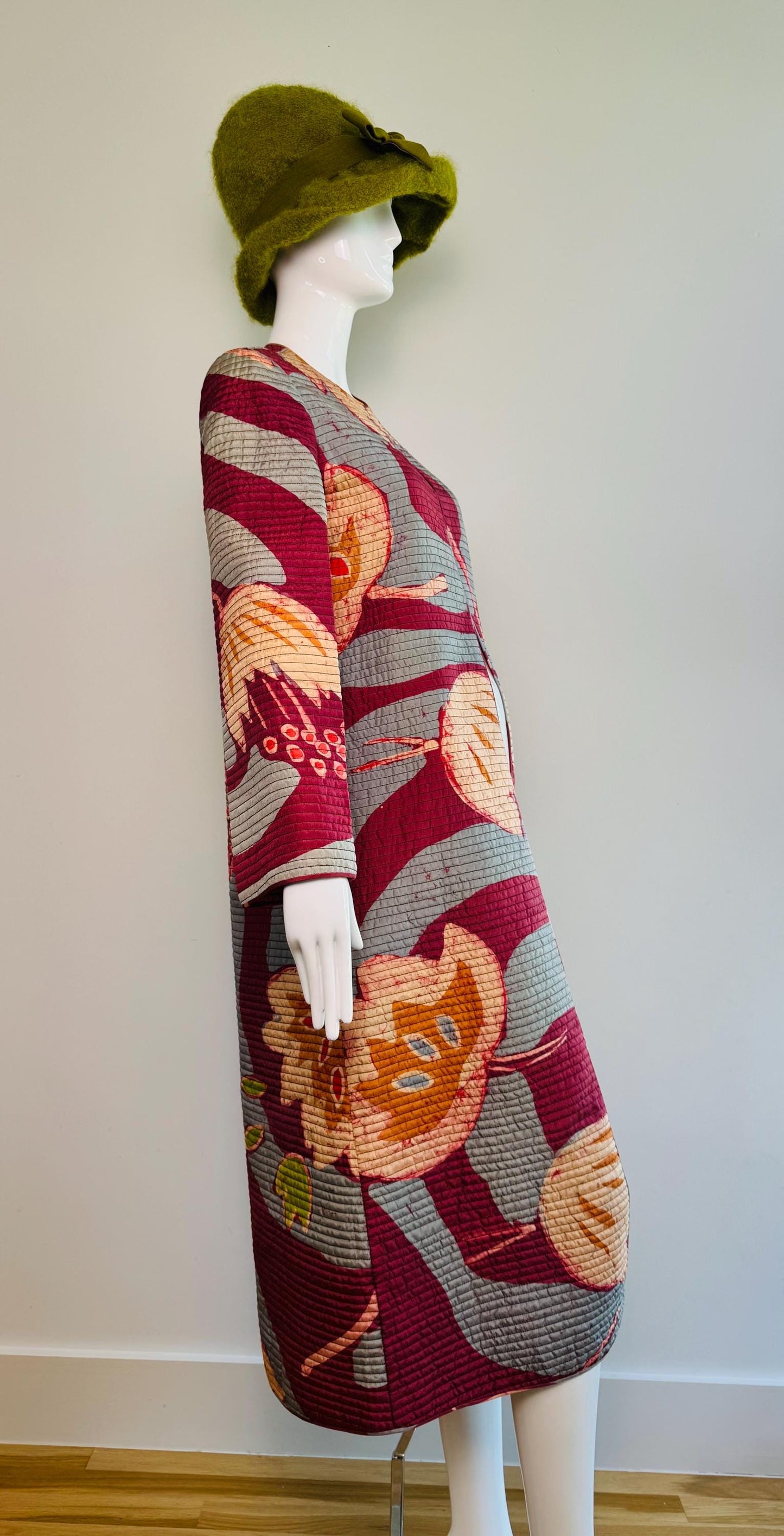 Vintage Mary MCFADDEN Couture Silk Printed Duster Jacket