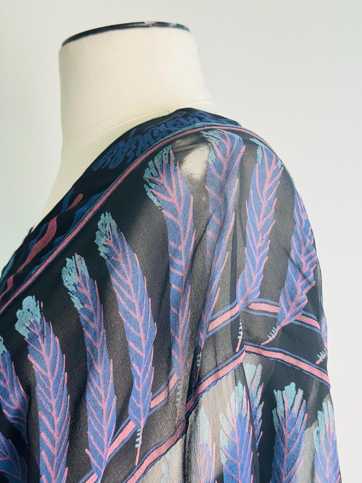 Zandra Rhodes Archival 1970s Silk Feather Tunic