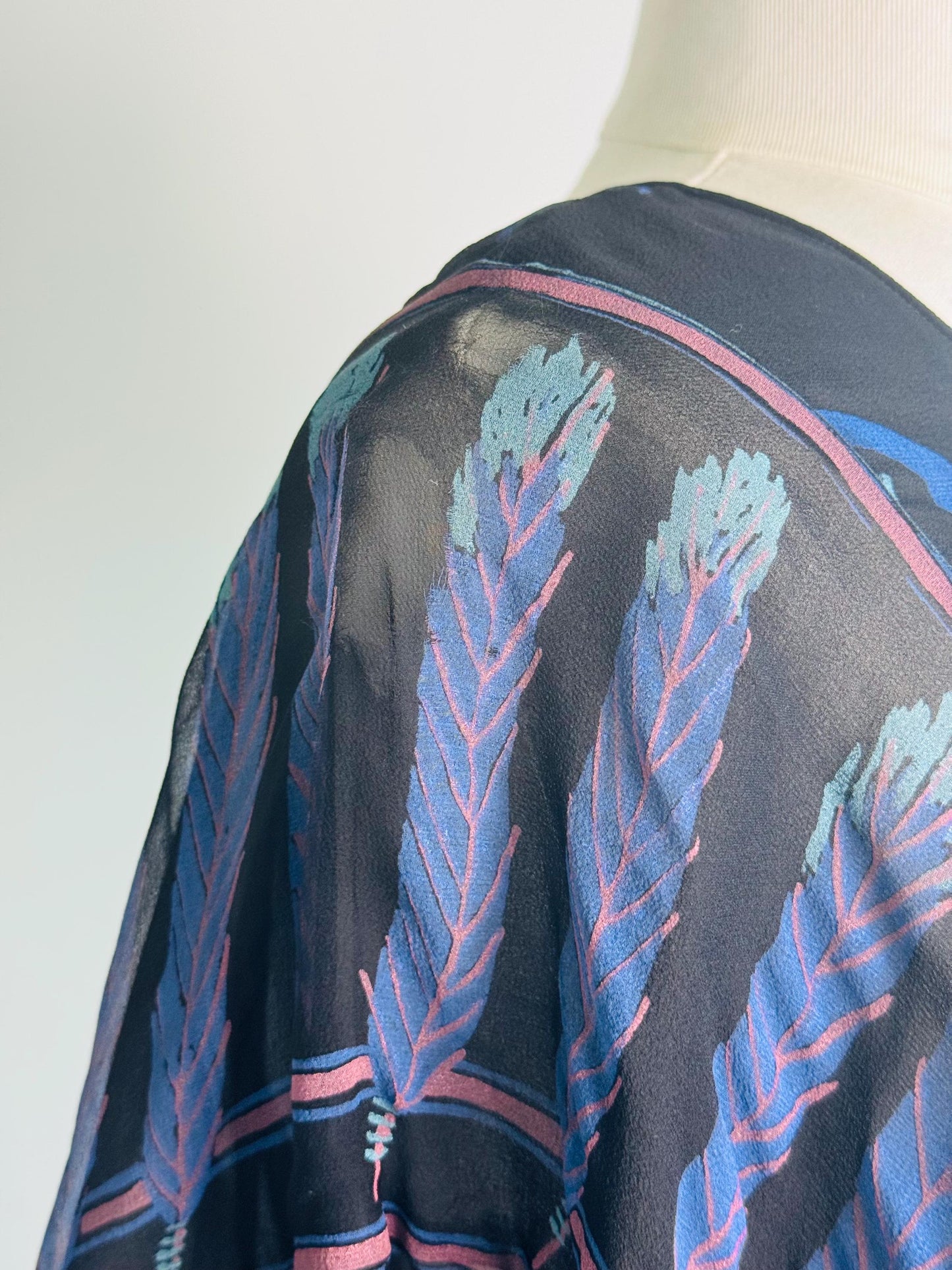 Zandra Rhodes Archival 1970s Silk Feather Tunic