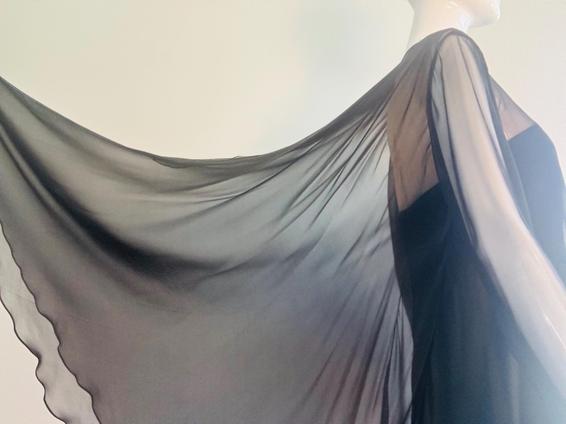 60s Travilla Black Silk Chiffon Cocktail Dress