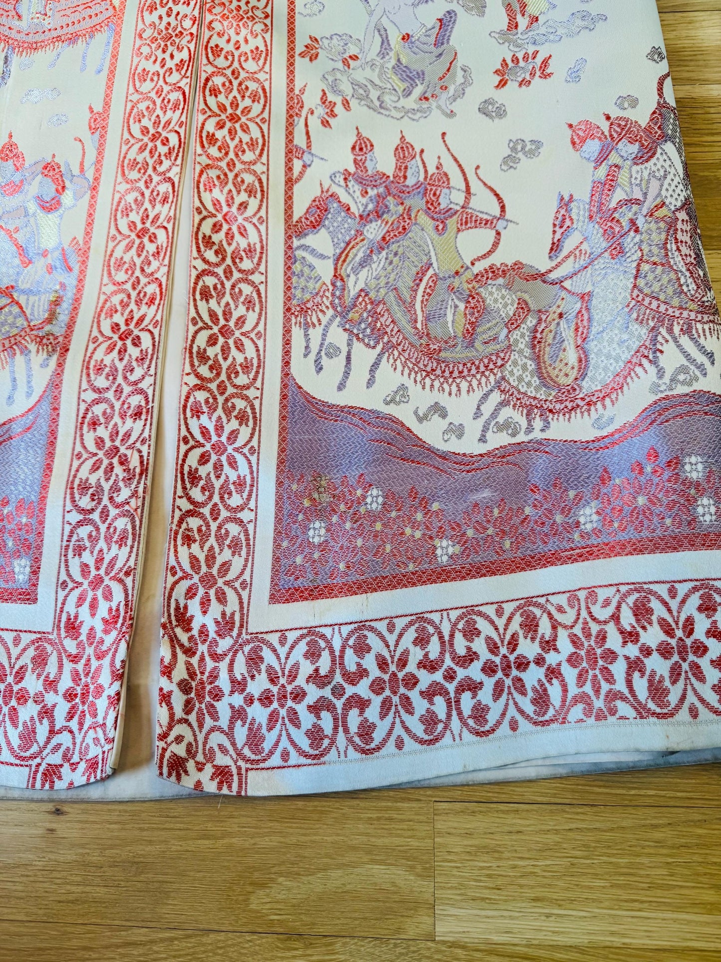 Rare 60s Jon Mandl Silk Jacquard Asian Floral Gown