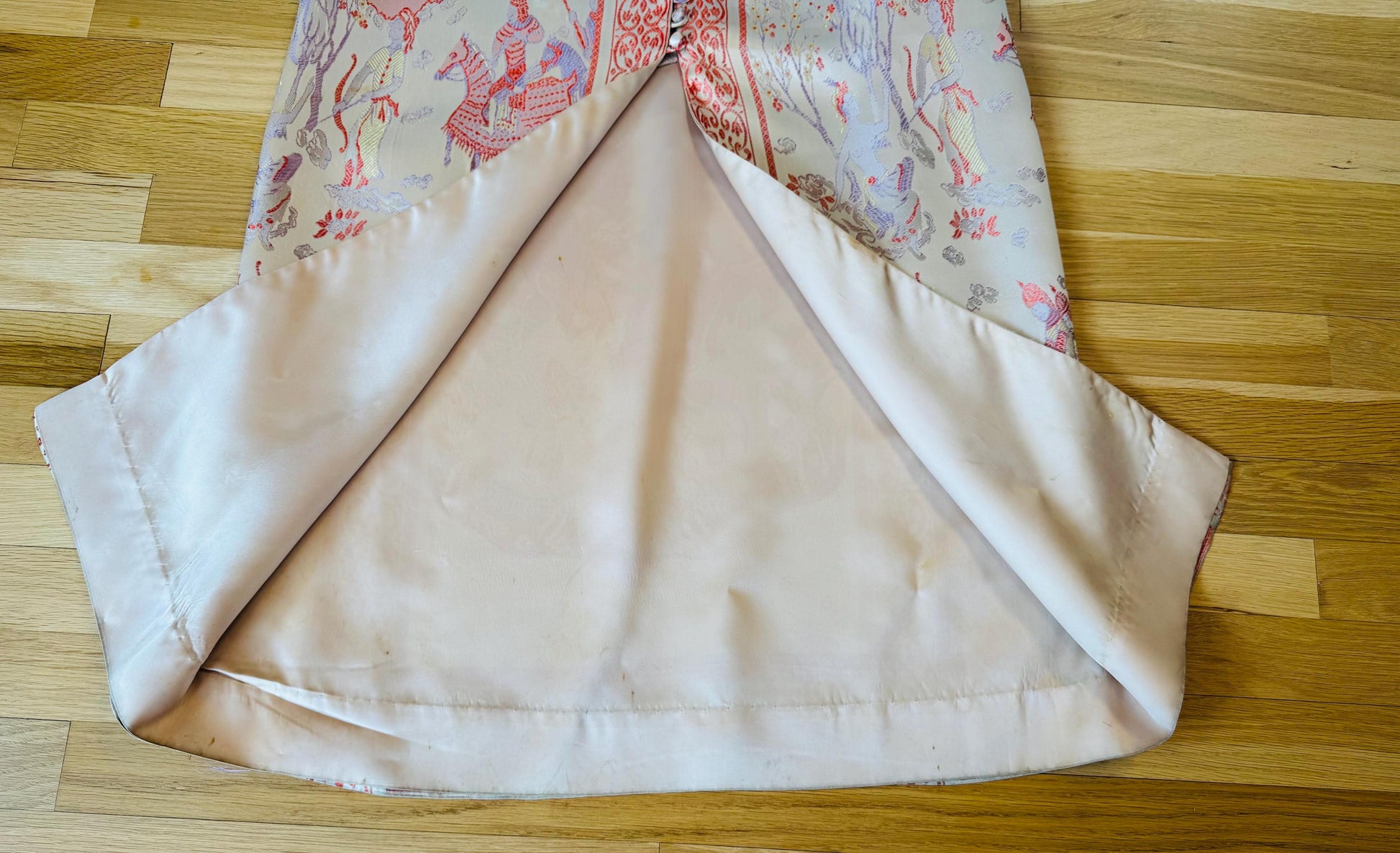 Rare 60s Jon Mandl Silk Jacquard Asian Floral Gown