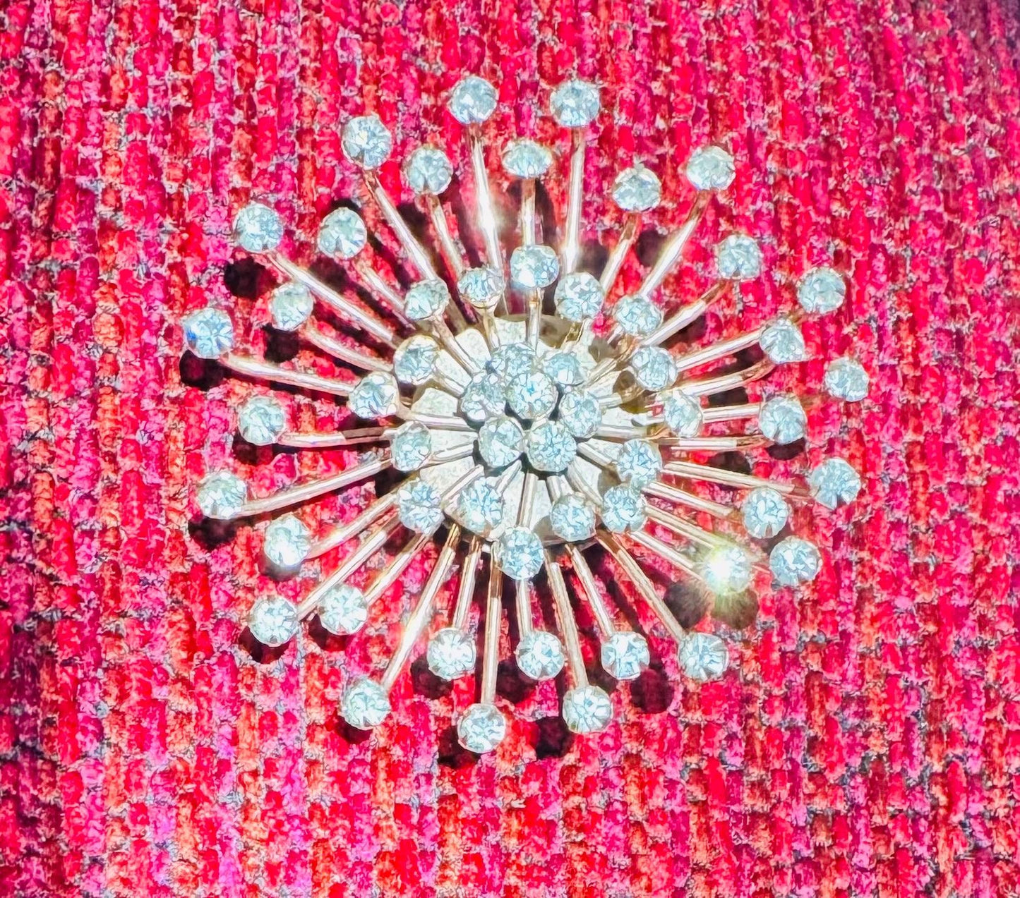 50s Adele Simpson Star Burst 3D Rhinestone Massive Brooch