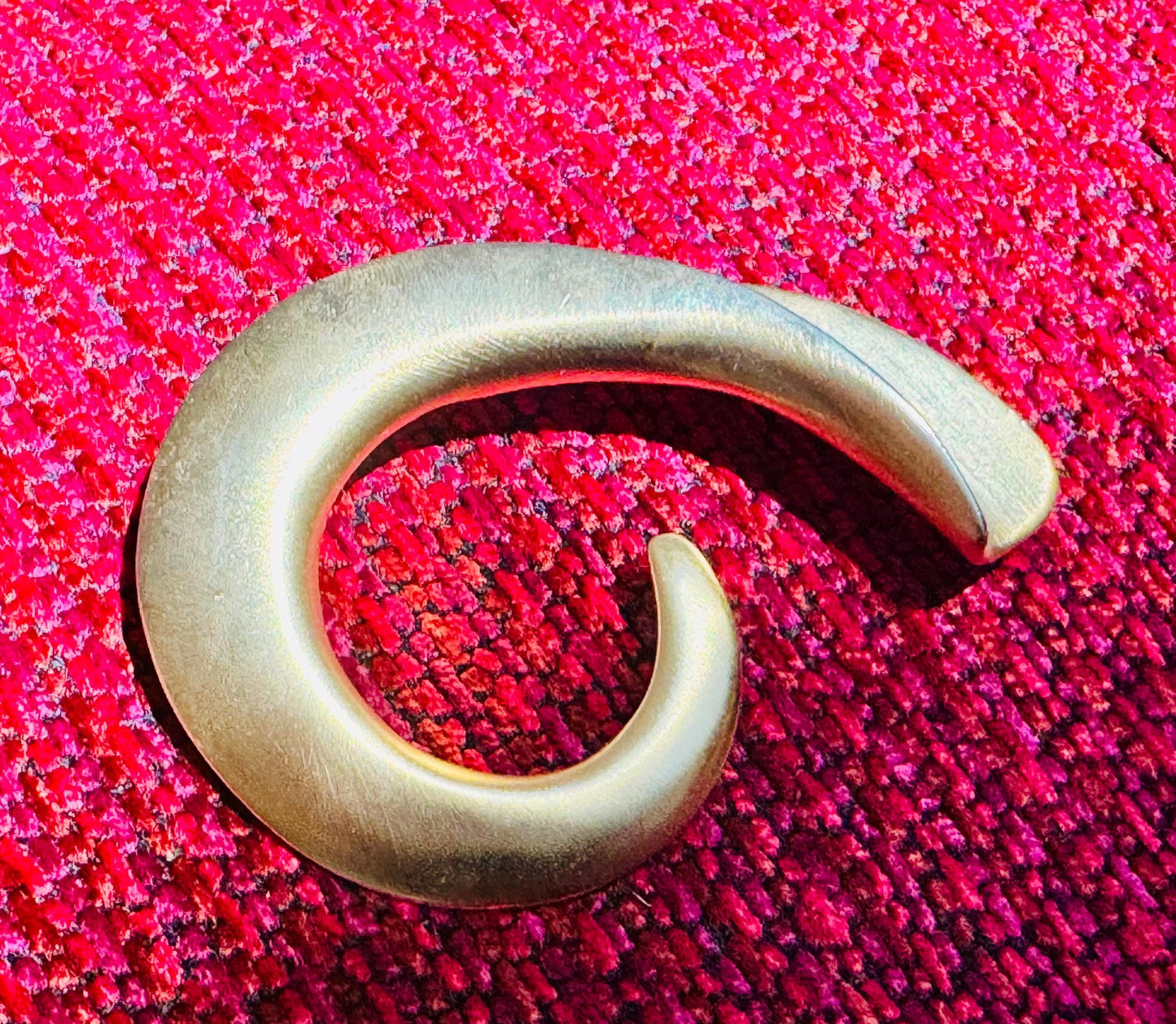 80s Massive Gold Plated Sculptural Brooch Signed
