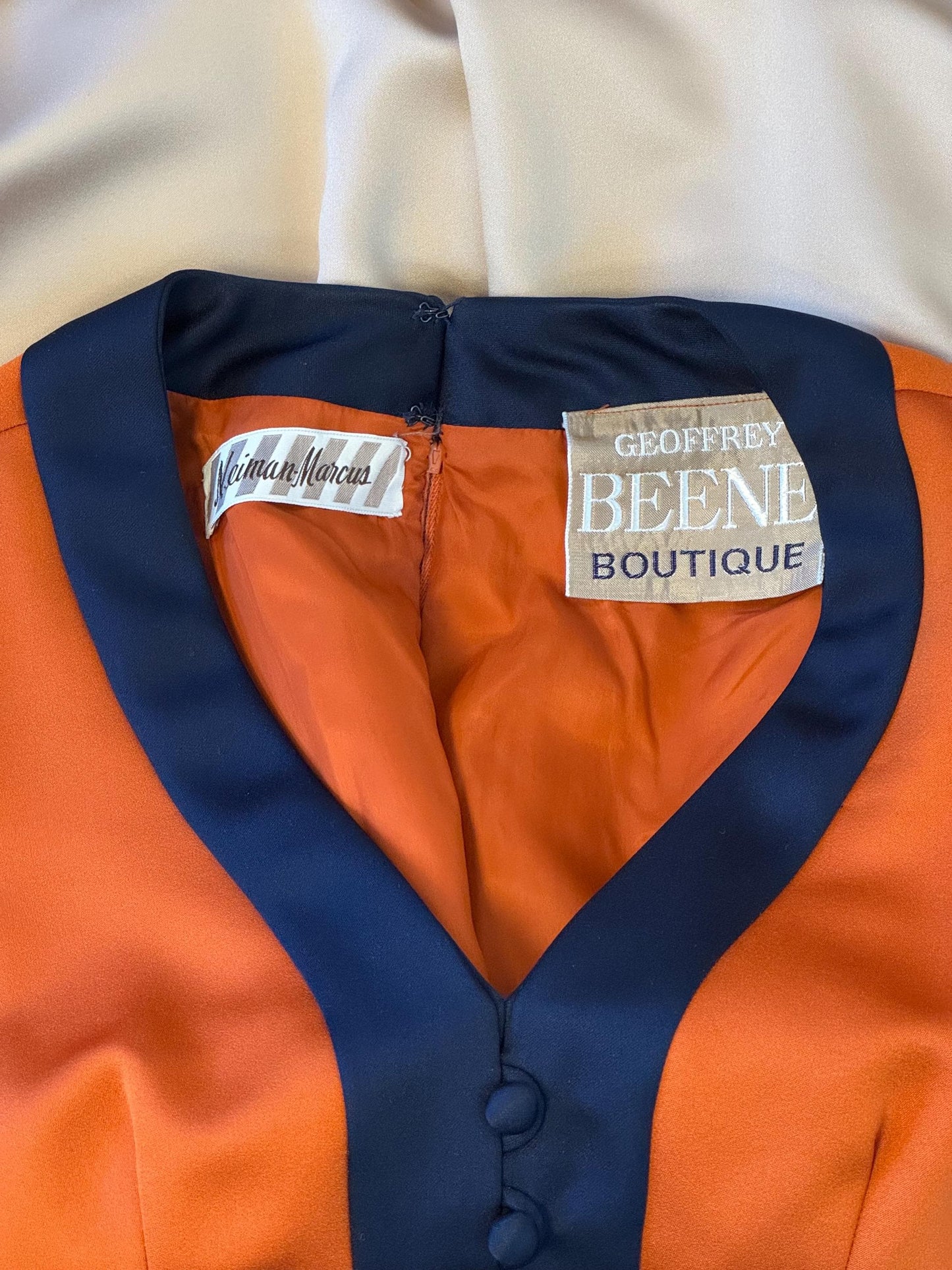 70s Geoffrey Beene Color Block Satin Gown