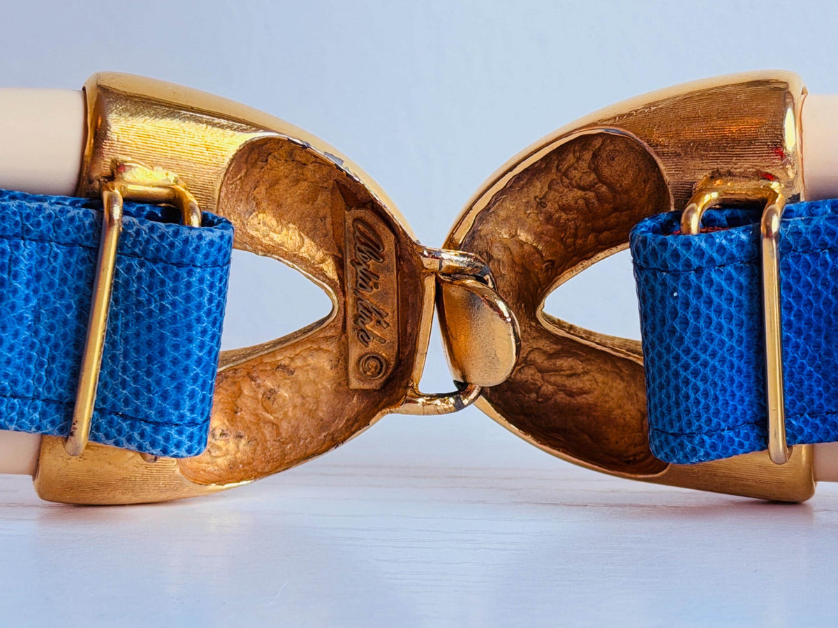 Disco Era Alexis Kirk Faux Horn Reptile Blue Belt