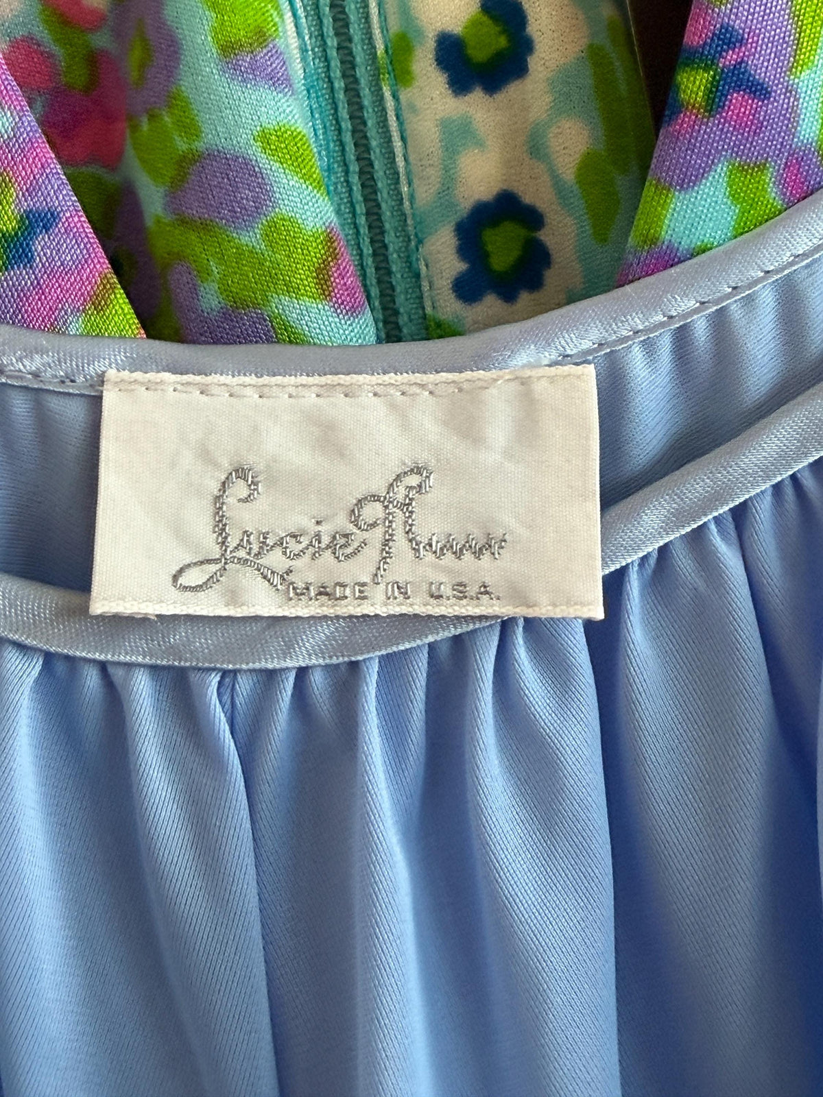 Vintage Lucie Ann of Beverly Hills Blue Lace and Nylon Slip Dress