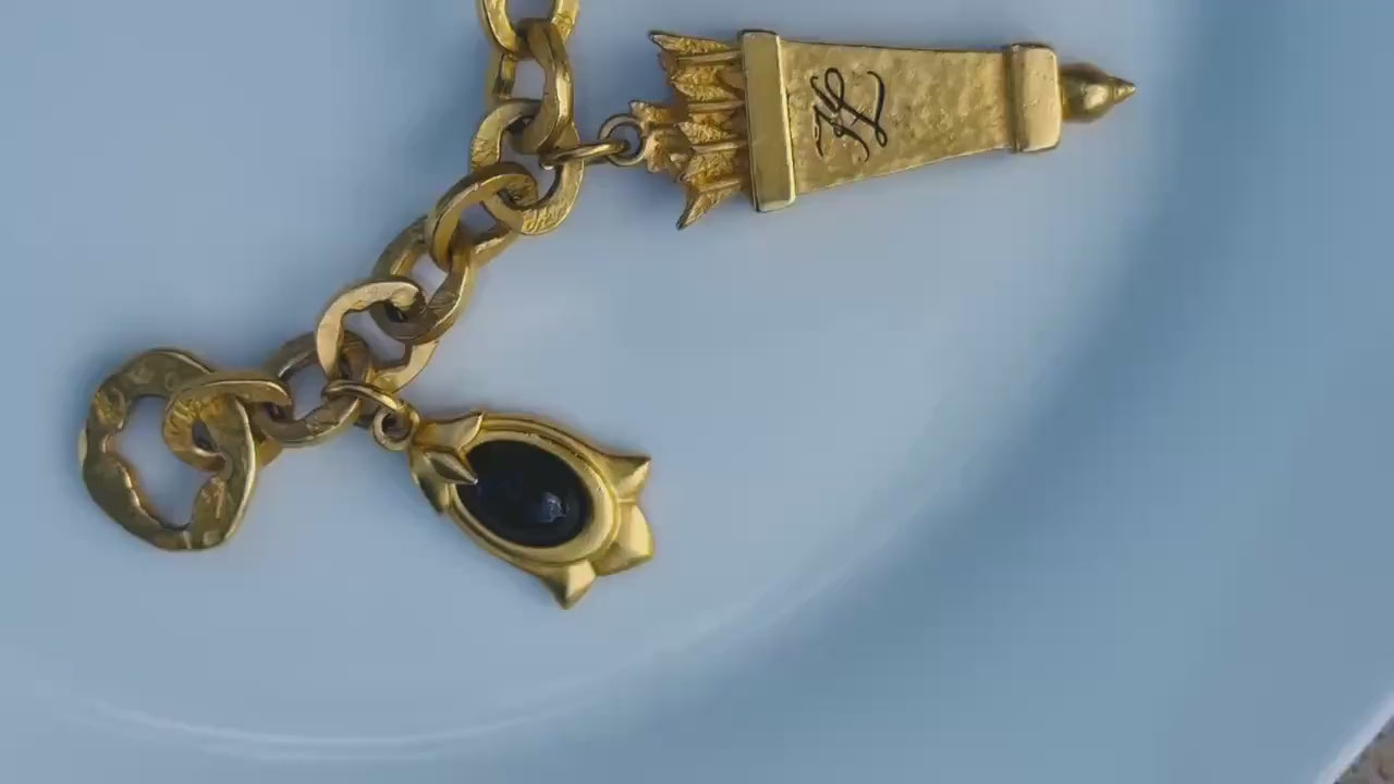 90s Karl Lagerfeld Gold Charm Bracelet