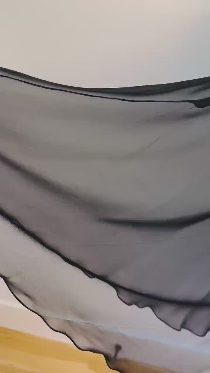 60s Travilla Black Silk Chiffon Cocktail Dress