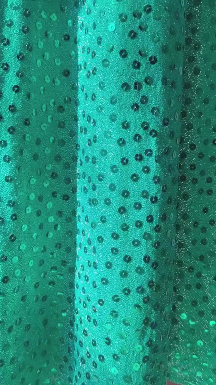 Iconic Mollie Parnis 70s Emerald Green Sequin Gown