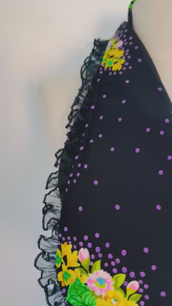 70s OOAK Floral Print Halter Maxi Dress