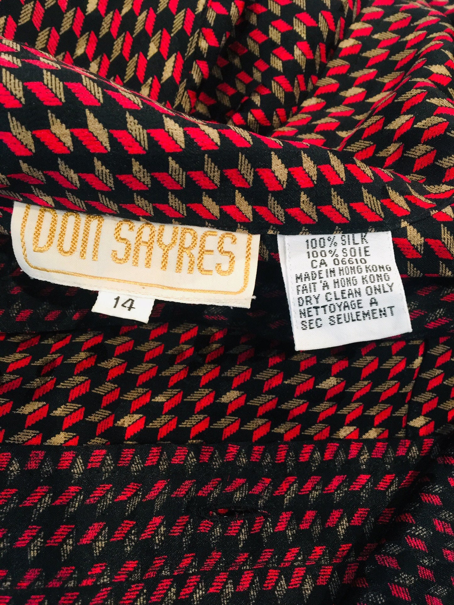 80s Silk Blouse / Vintage Don Sayres / RARE Silk Print Blouse