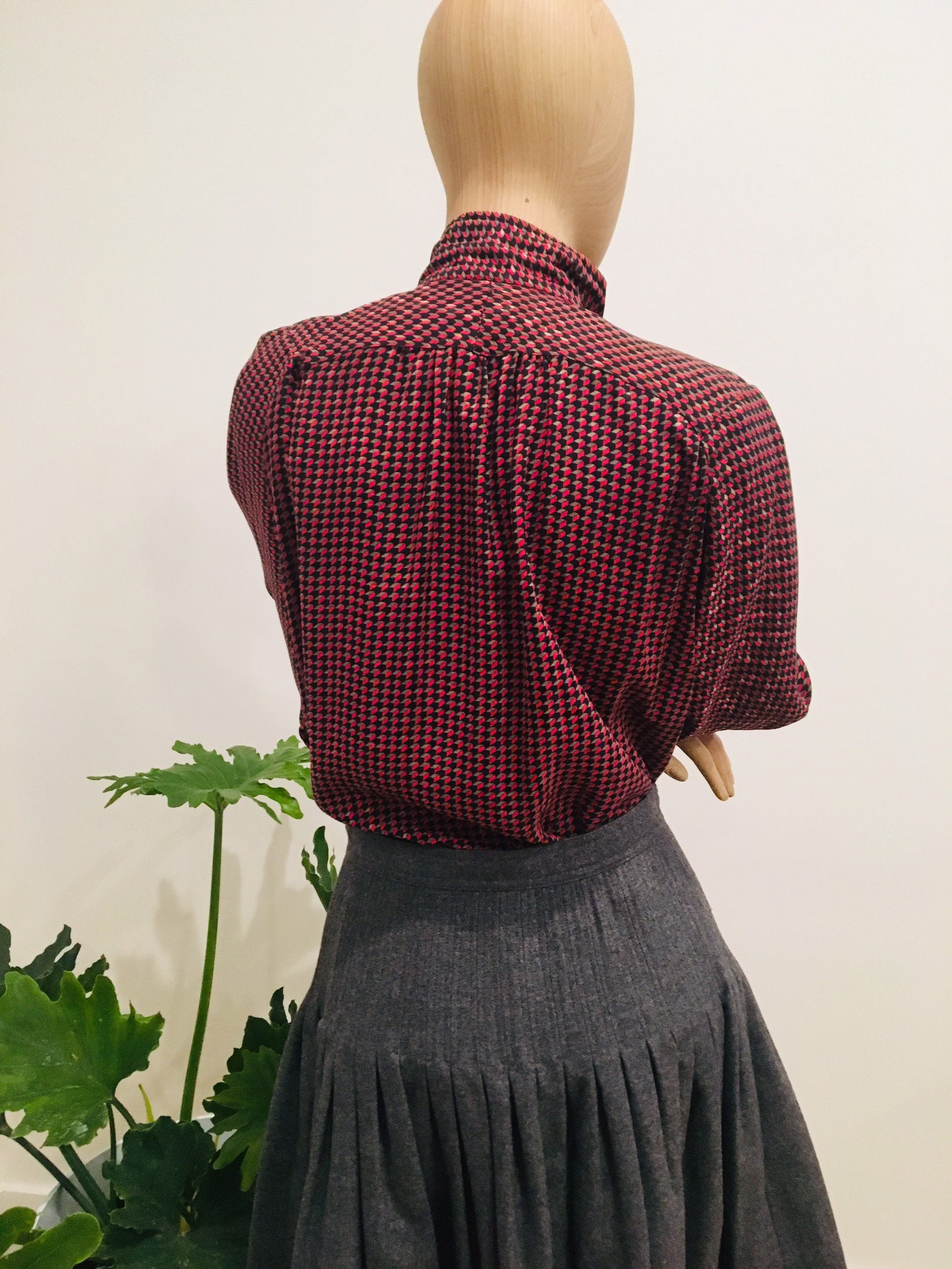 80s Silk Blouse / Vintage Don Sayres / RARE Silk Print Blouse