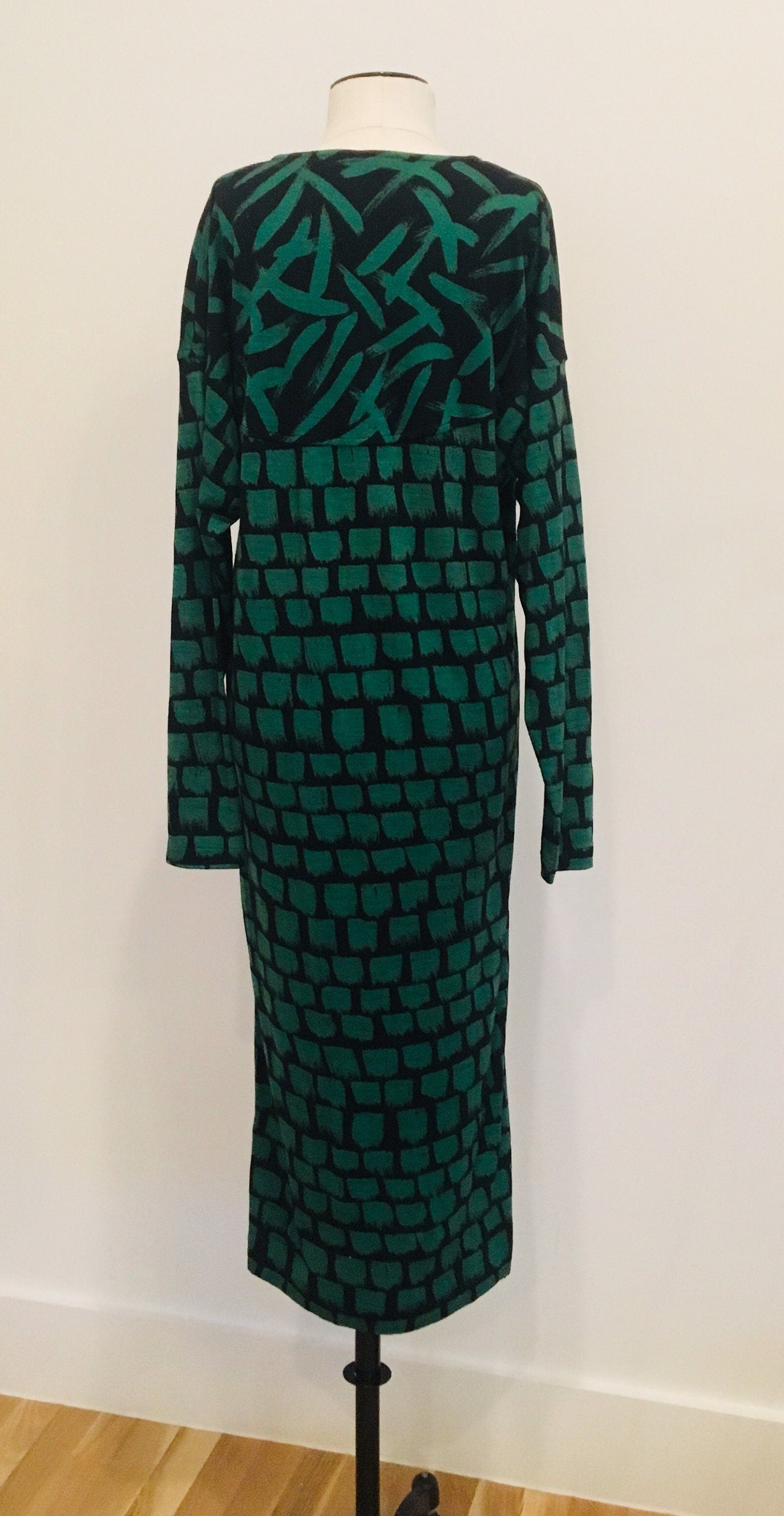 70s Missoni / Cocoon Dress / Pop Art Dress / Vintage Missoni / Vintage Green and Black Dress / Grunge Style