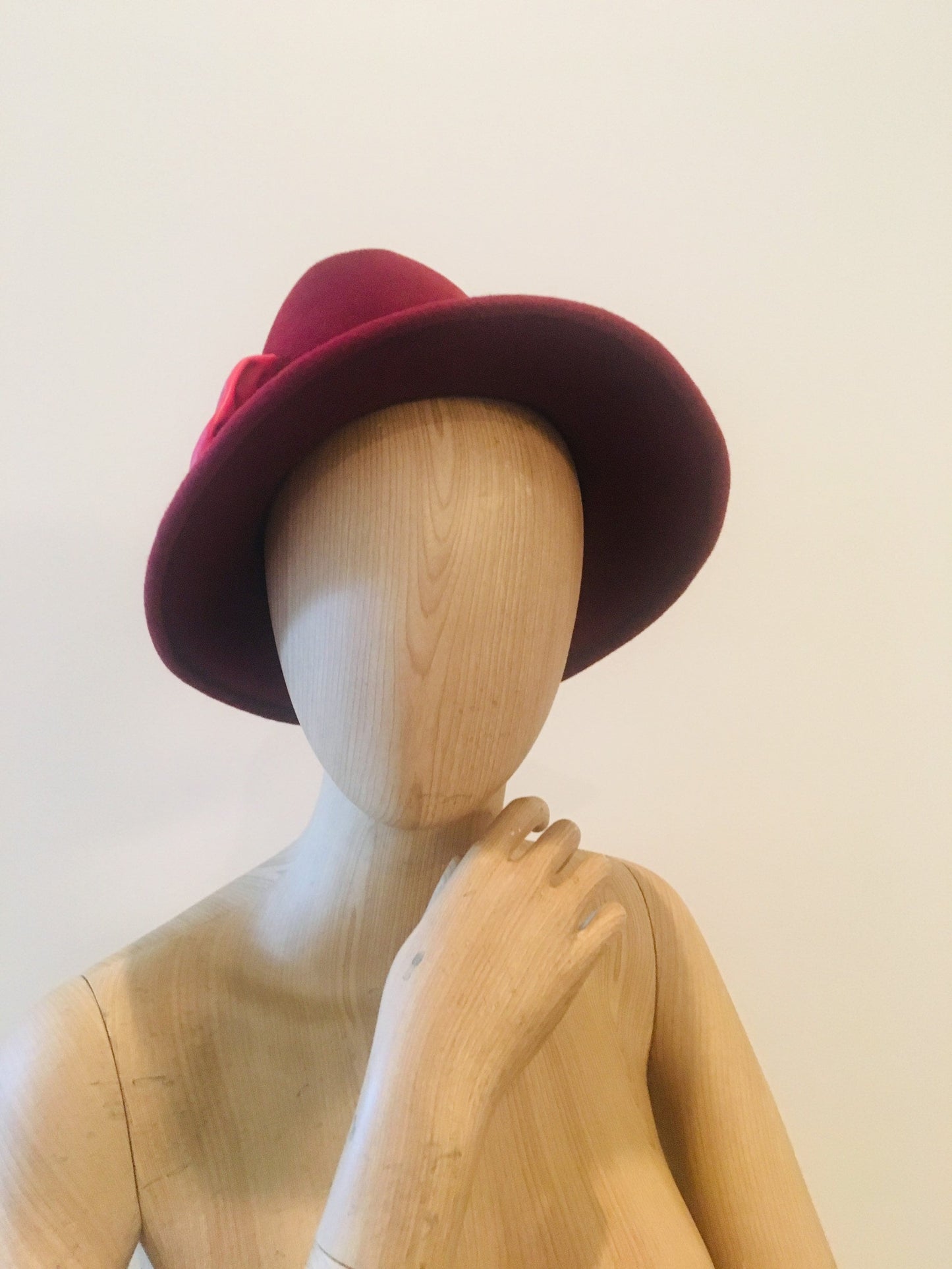 Vintage Burgundy Wool Homburg Hat / Wool Homburg Hat / Burgundy Wool Hat