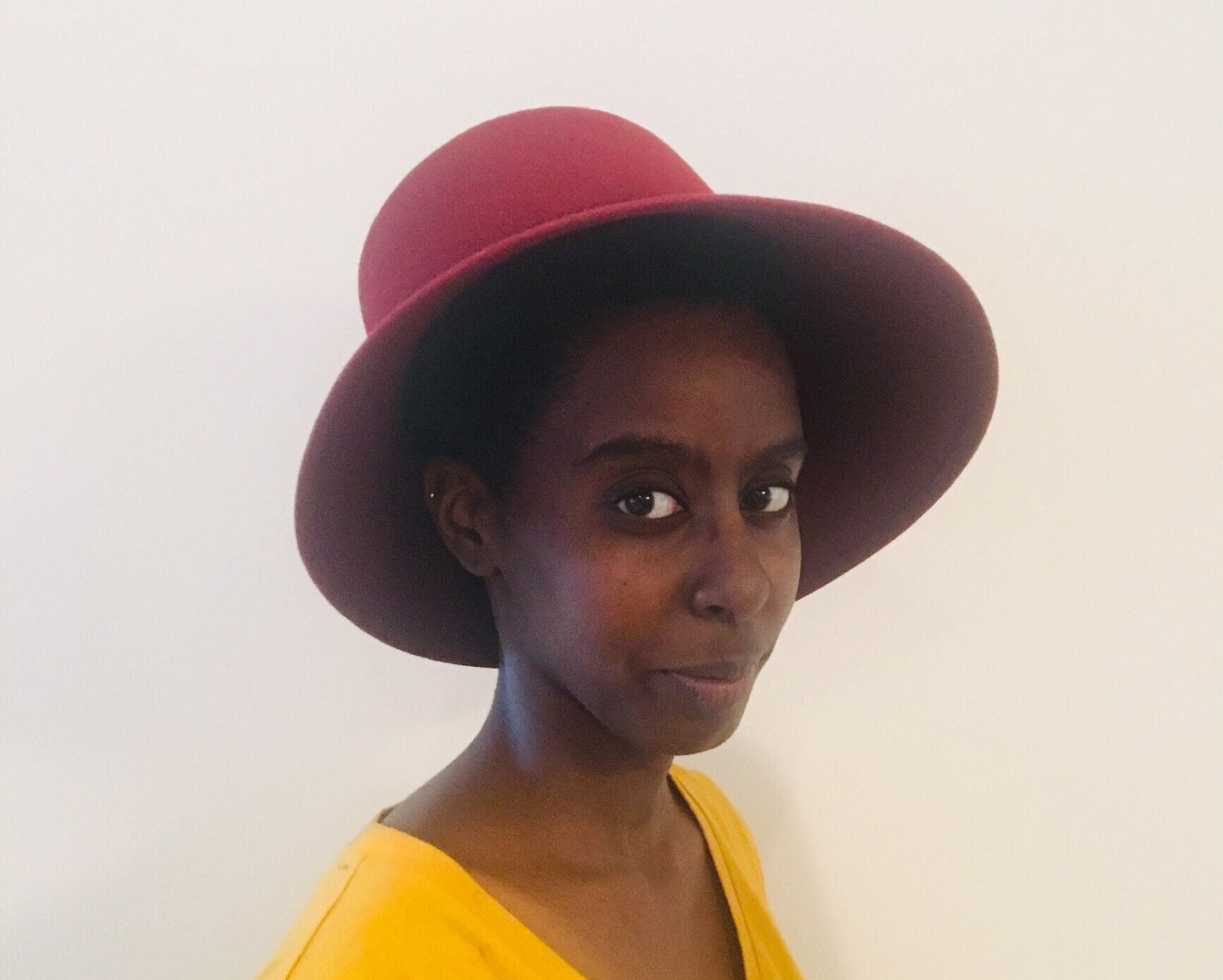 70s Wide Brim Hat / Burgundy Hat / Vintage Wool Hat / Vintage Bucket Hat