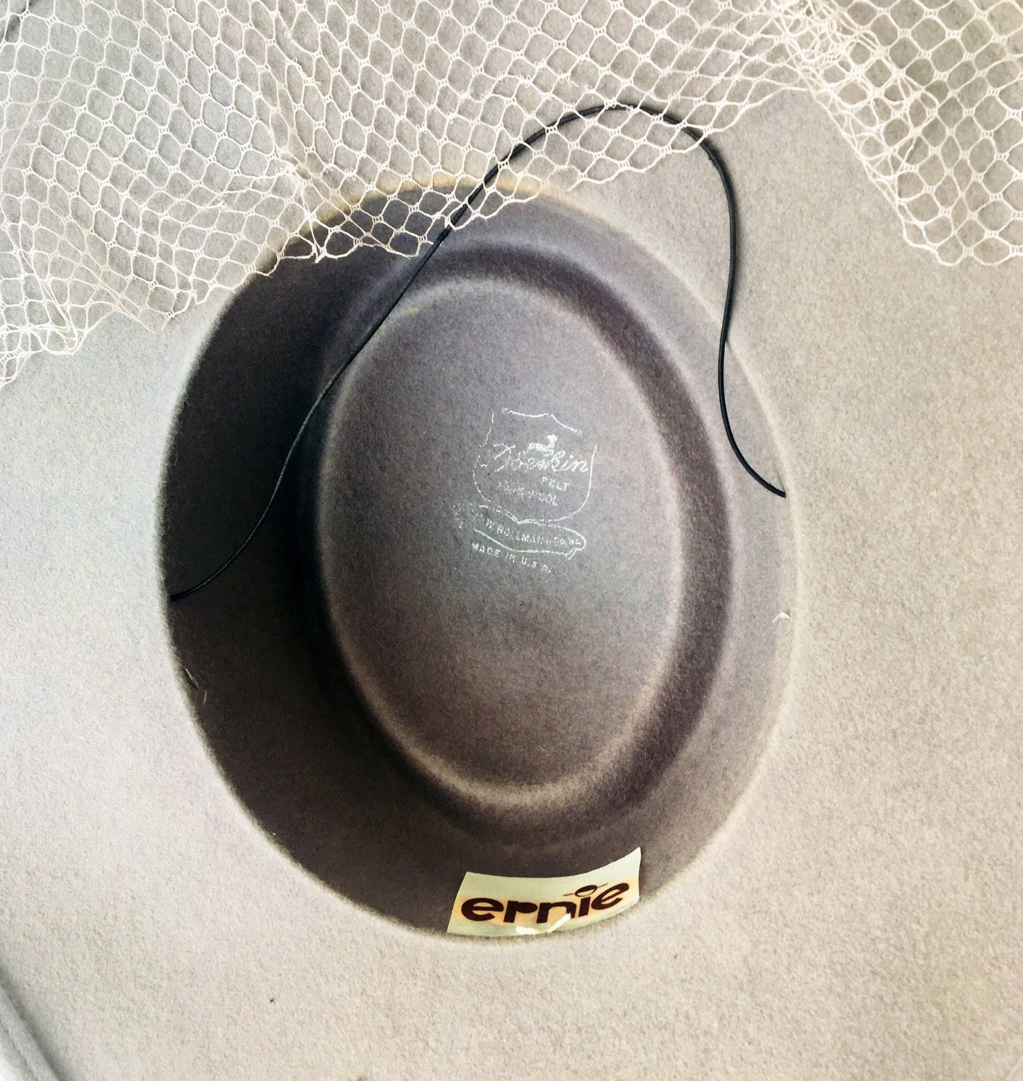 Vintage Net Hat / Fascinator Hat / 70s Glam Hat / 70s Wool Hat / Bollman Hat / Doeskin Hat / Ernie Hat