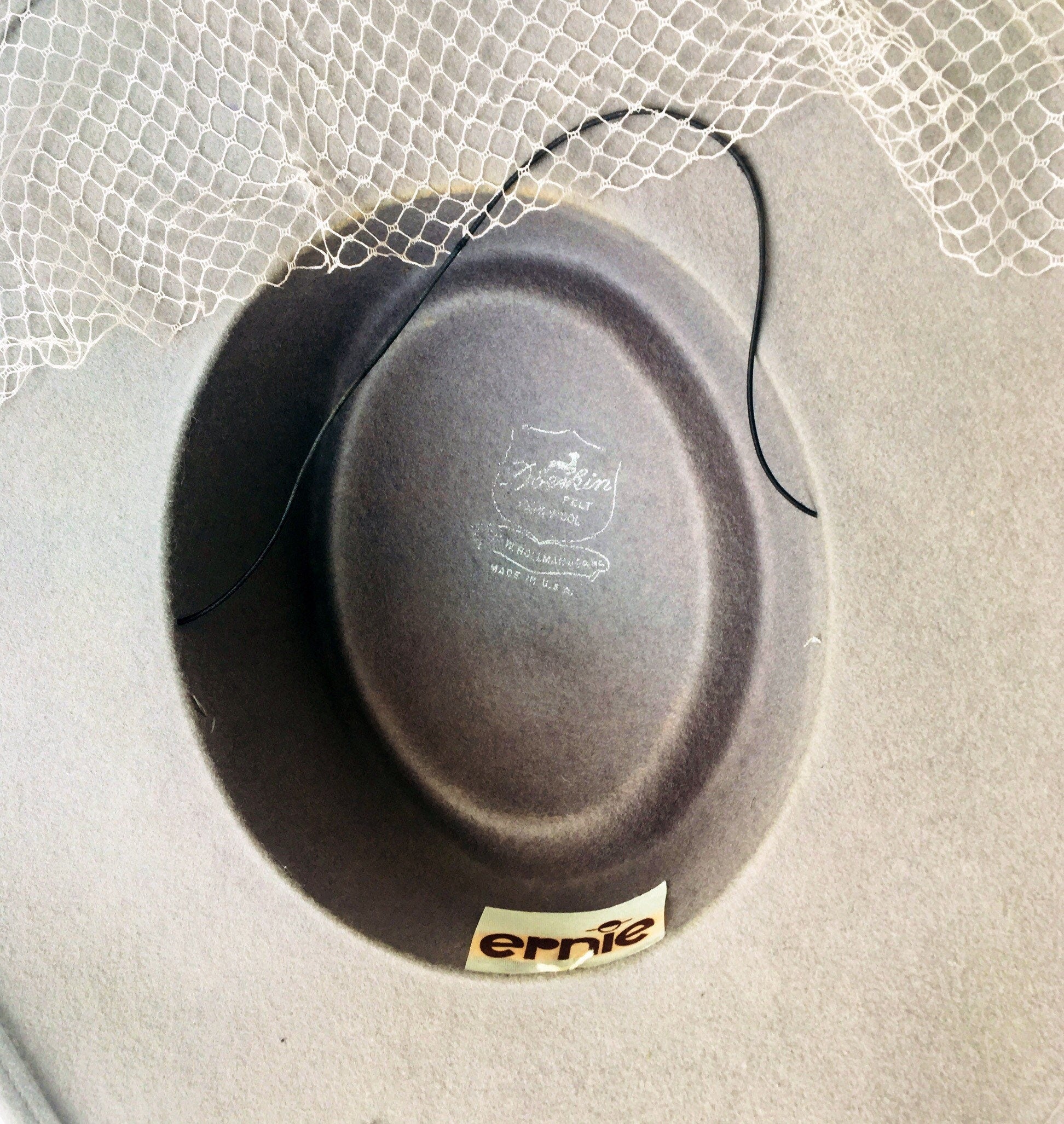 Vintage Net Hat / Fascinator Hat / 70s Glam Hat / 70s Wool Hat / Bollman Hat / Doeskin Hat / Ernie Hat