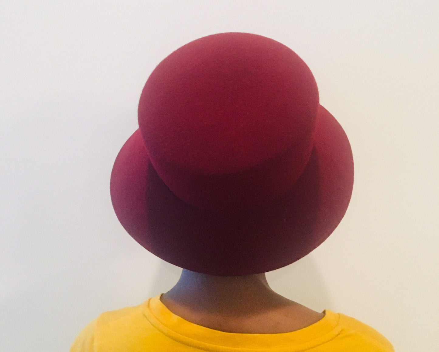 70s Wide Brim Hat / Burgundy Hat / Vintage Wool Hat / Vintage Bucket Hat