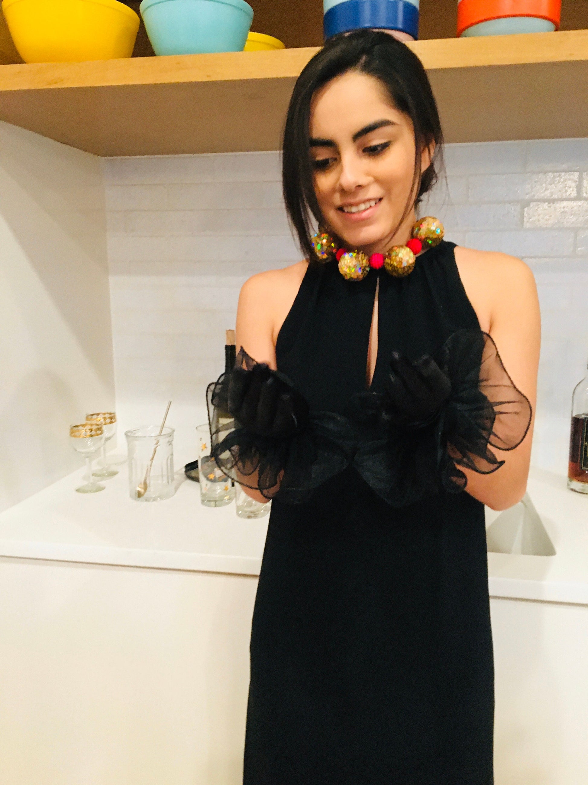 60s Mod Chocker/ Pop Art Era Oversized Beaded Ball Necklace/ Edie Sedgwick Style / Mod Rare Jewelry / Disco Ball Necklace