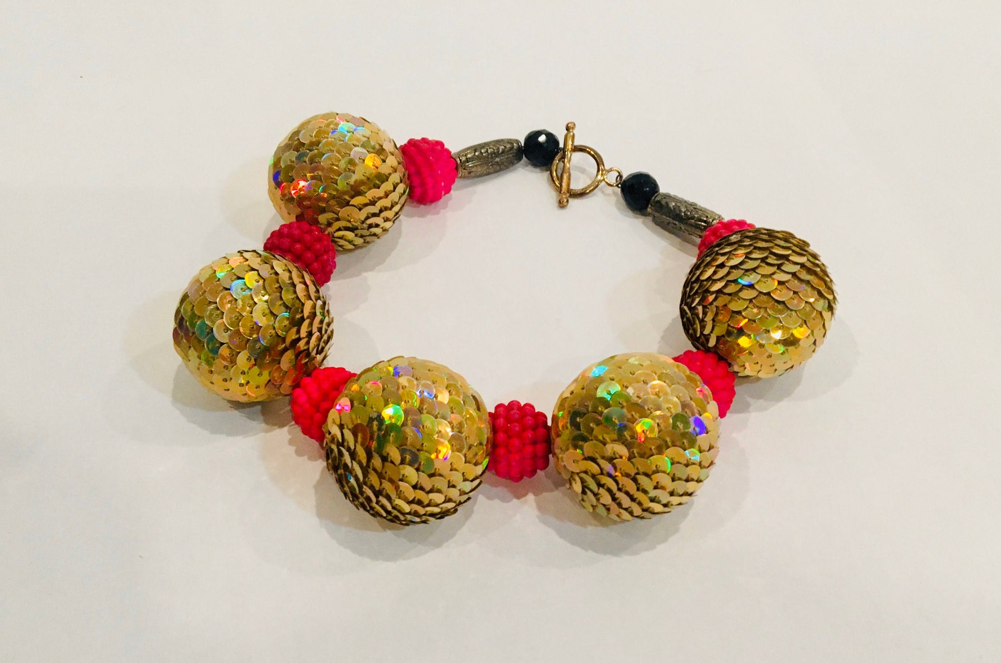 60s Mod Chocker/ Pop Art Era Oversized Beaded Ball Necklace/ Edie Sedgwick Style / Mod Rare Jewelry / Disco Ball Necklace