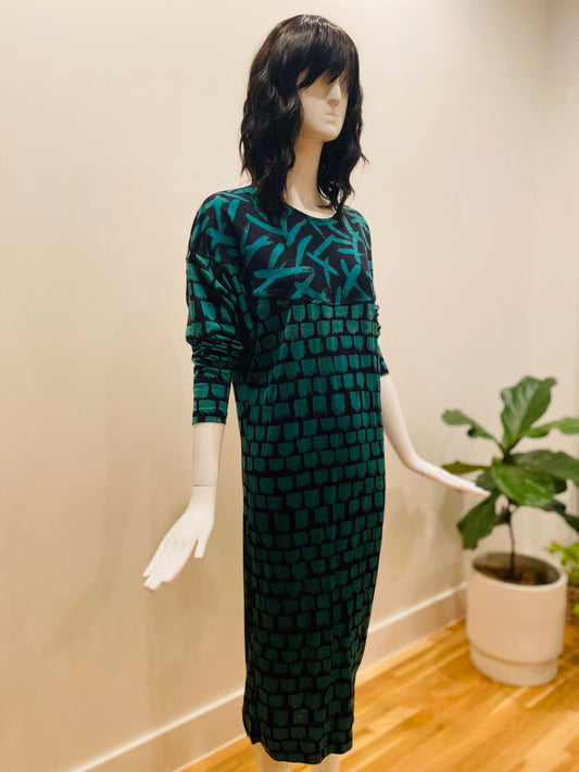 70s Missoni / Cocoon Dress / Pop Art Dress / Vintage Missoni / Vintage Green and Black Dress / Grunge Style