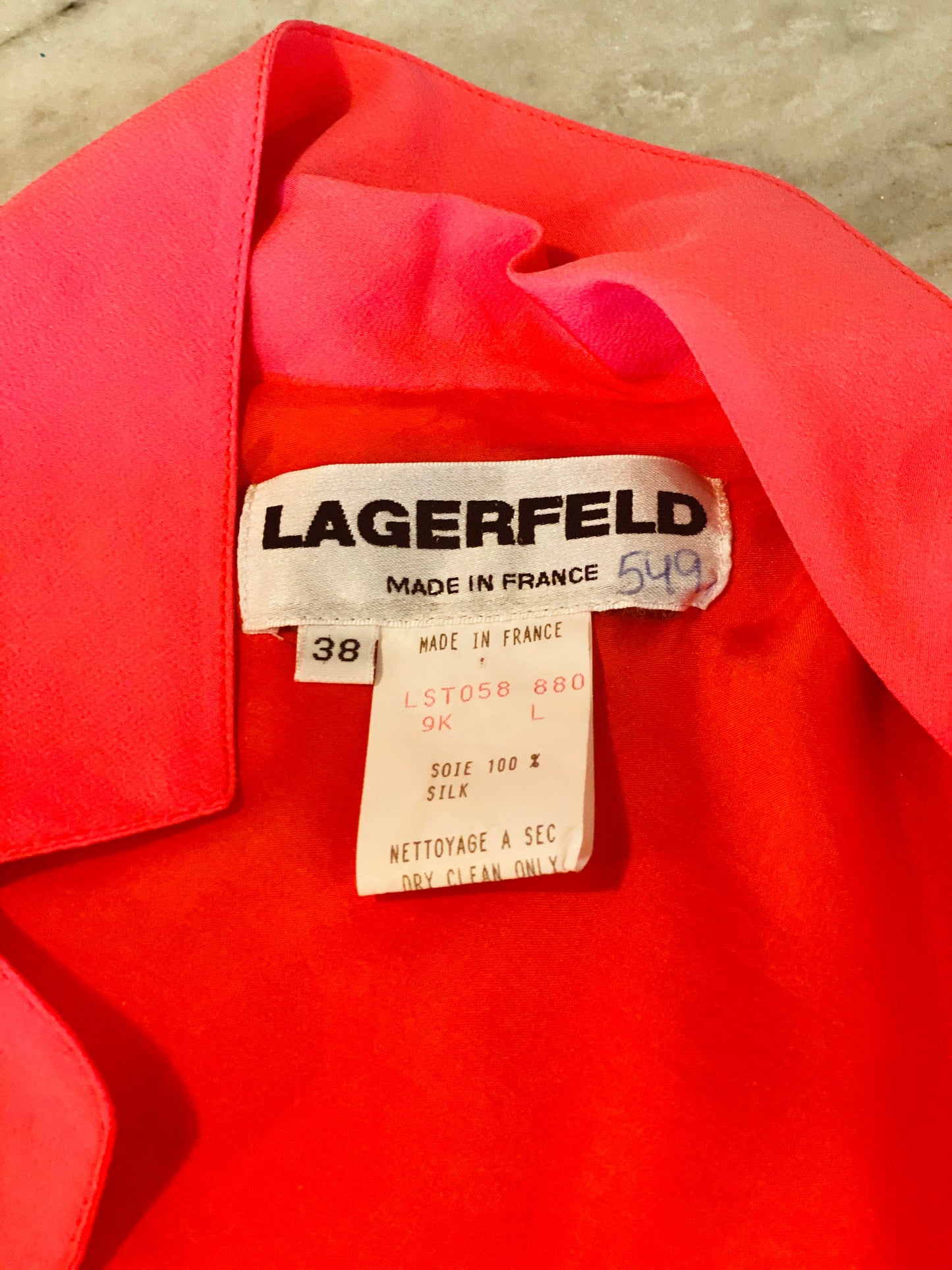 90s KARL Lagerfeld Pink Asymetrical Silk Long Jacket / Vintage KarlLagerfeld Pink Silk Dress Jacket