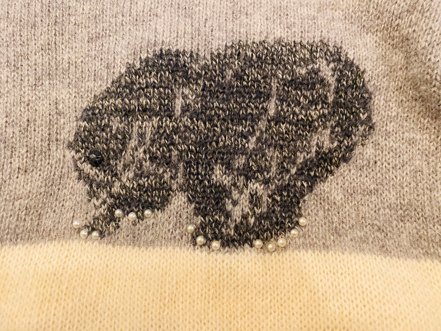 KRIZIA I.MAGNIN Puffy Sleeves Angora Sweater 80s Animal Embellished Bear