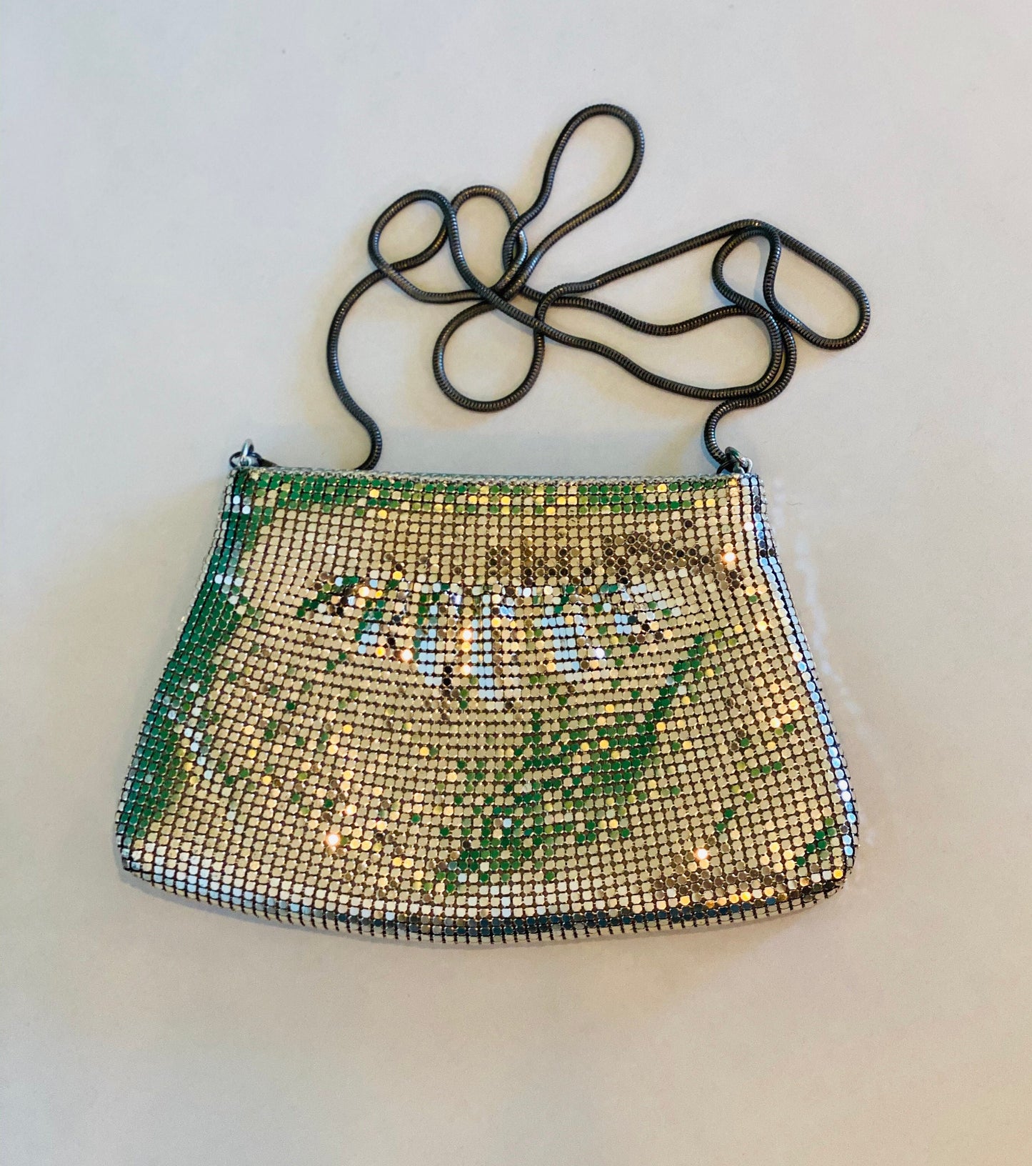 Vintage Whiting and Davis Silver Mesh Evening Disco Party Purse with Strap