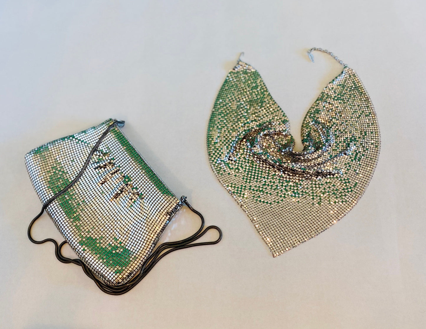 Vintage Whiting and Davis Silver Mesh Evening Disco Party Purse with Strap