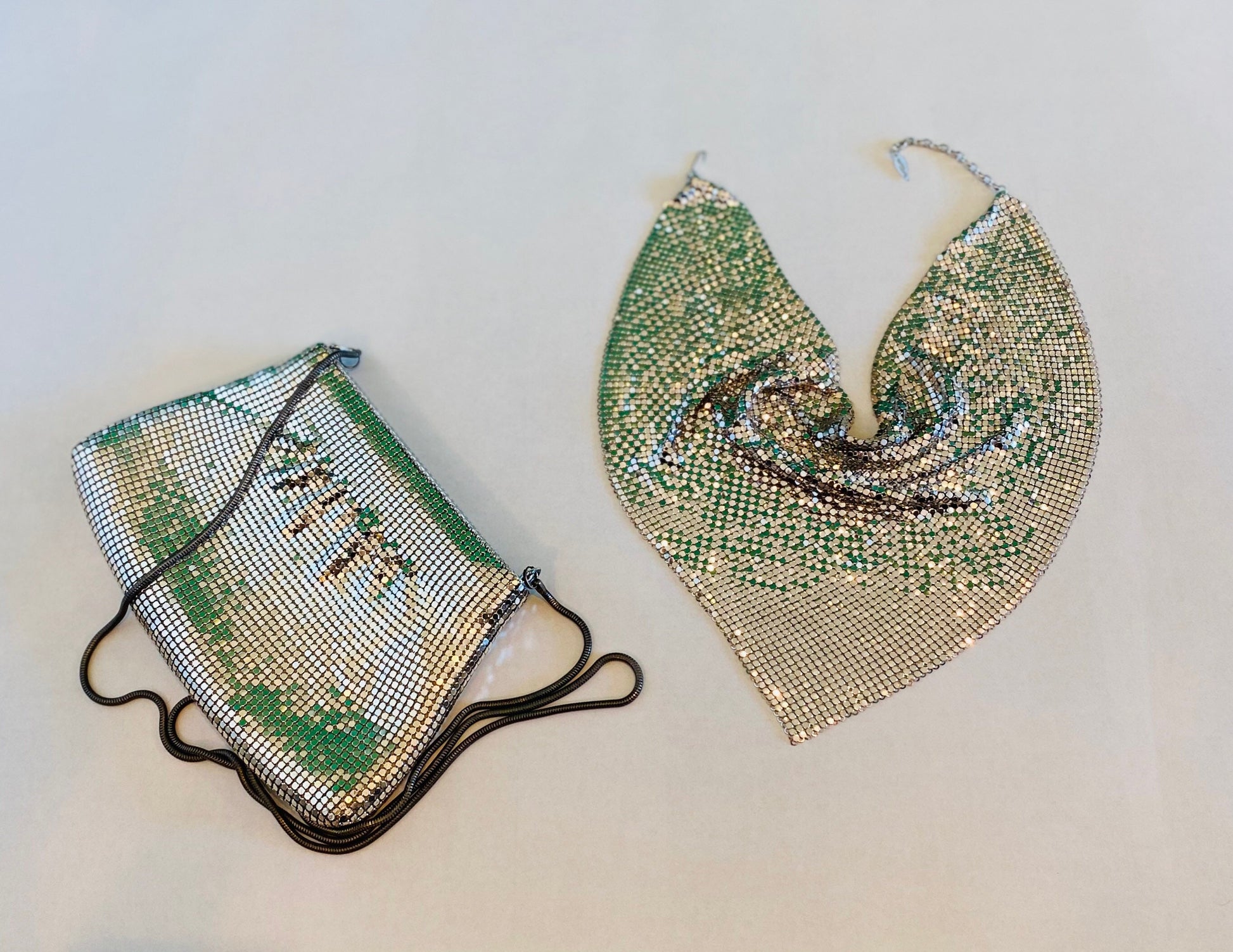 Vintage Whiting and Davis Silver Mesh Evening Disco Party Purse with Strap